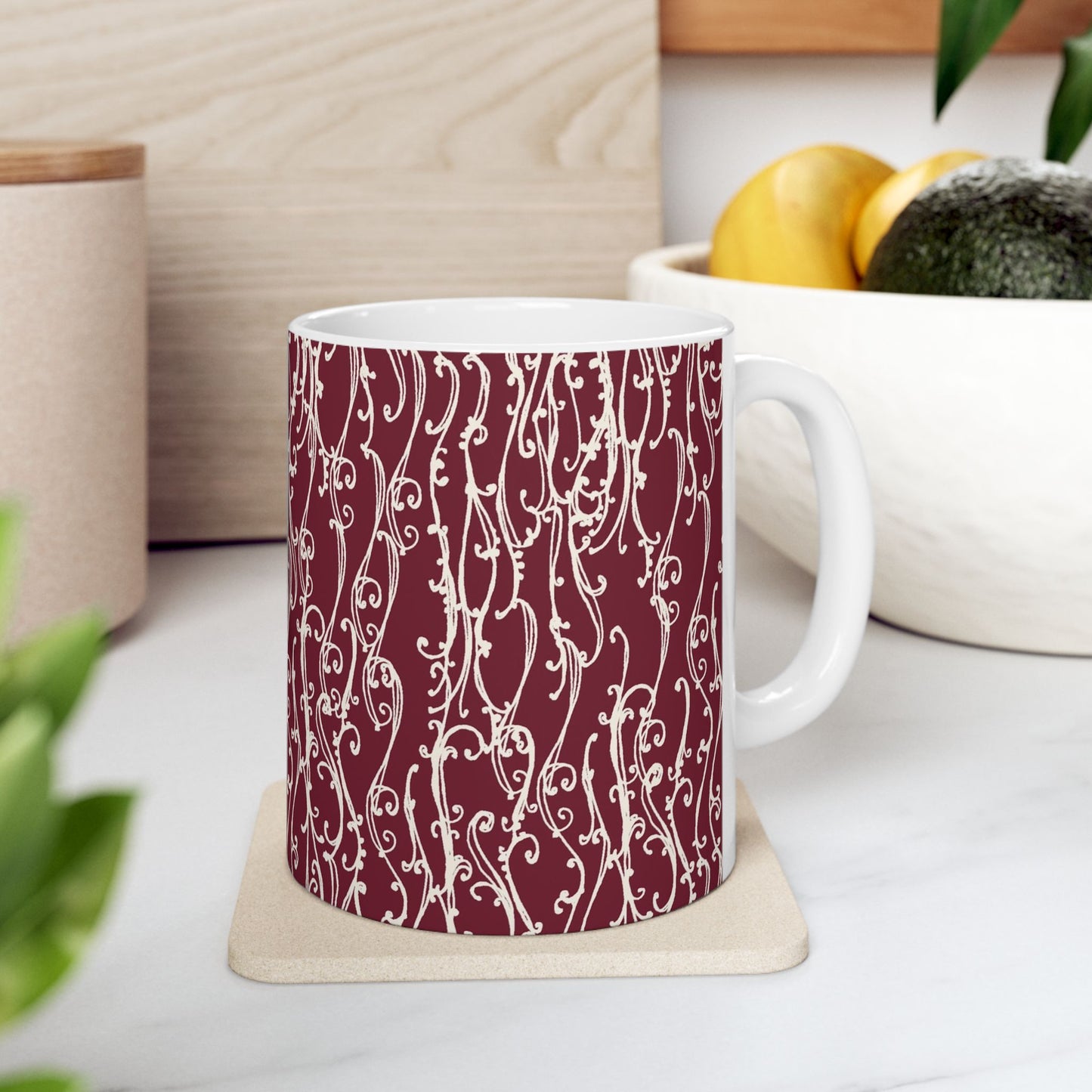 Swan Scroll Red / White Cup