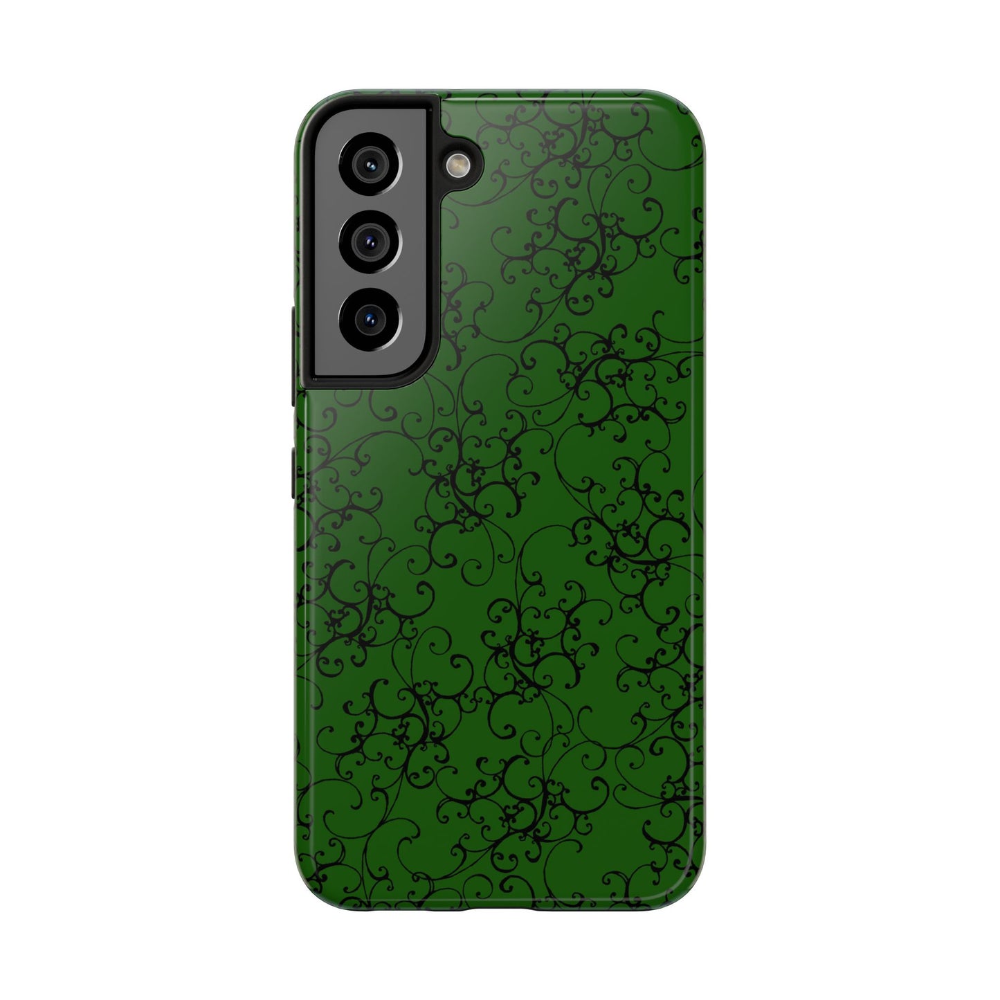Elegant Scroll Dark Green / Black Phone Case