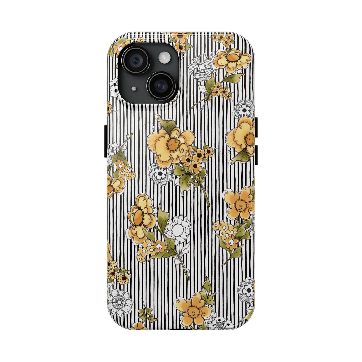 Bee Floral White / Black Phone Case