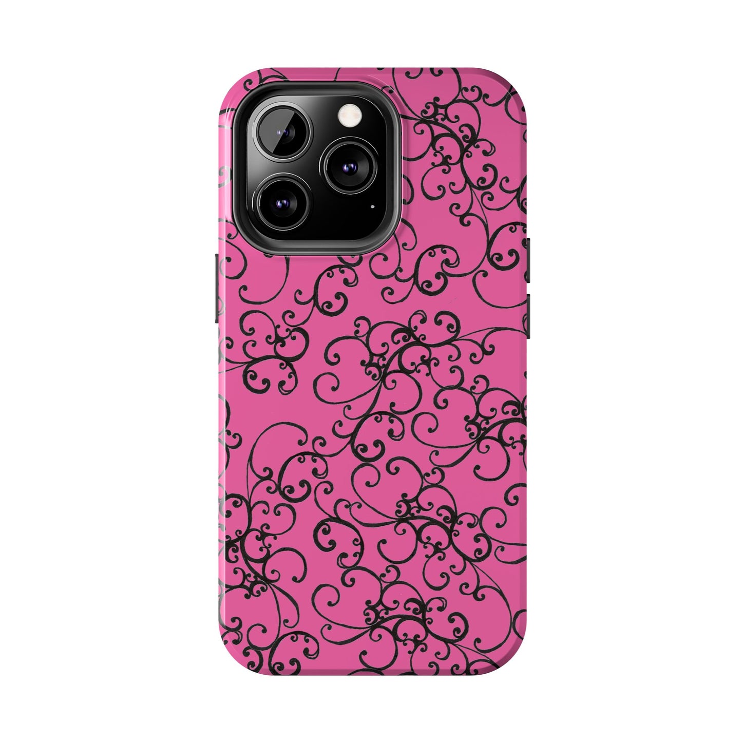 Elegant Scroll Pink / Black Phone Case