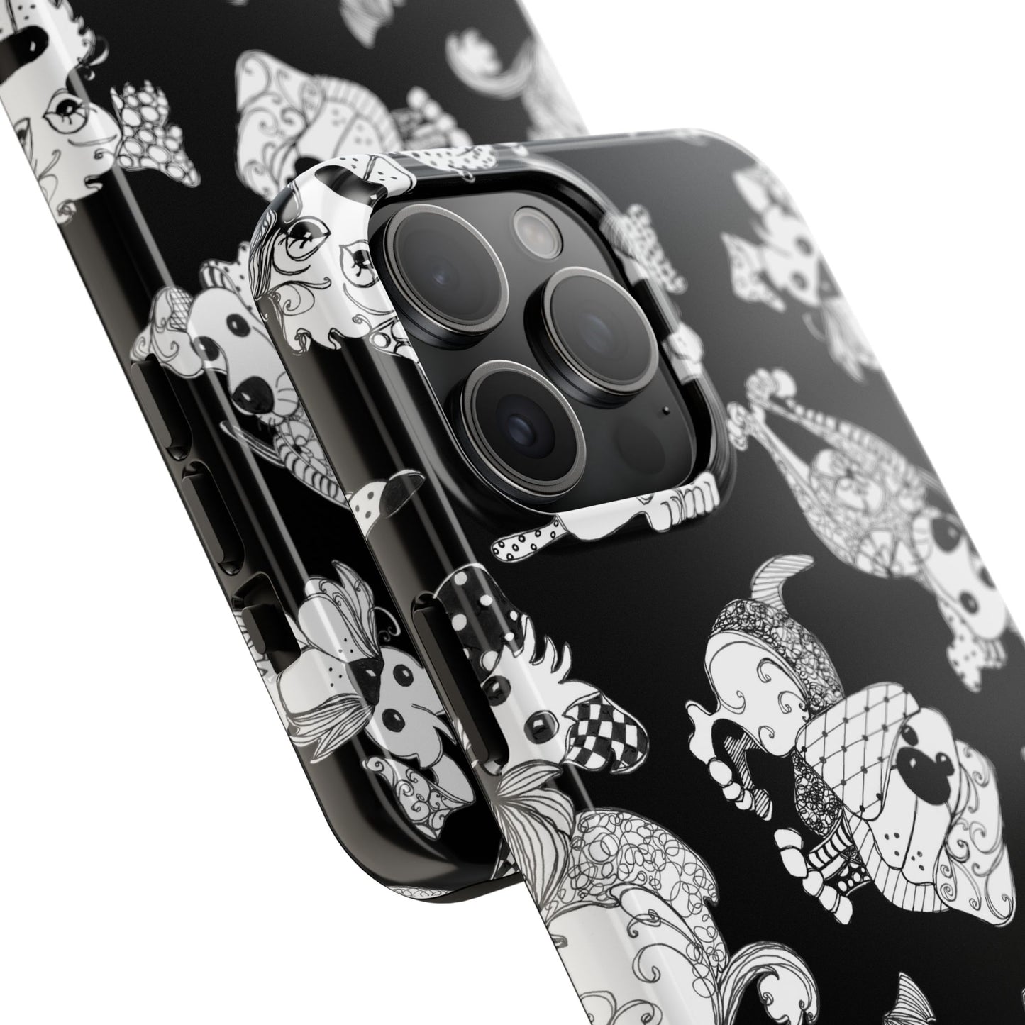 Doodle Dogs Black Phone Case