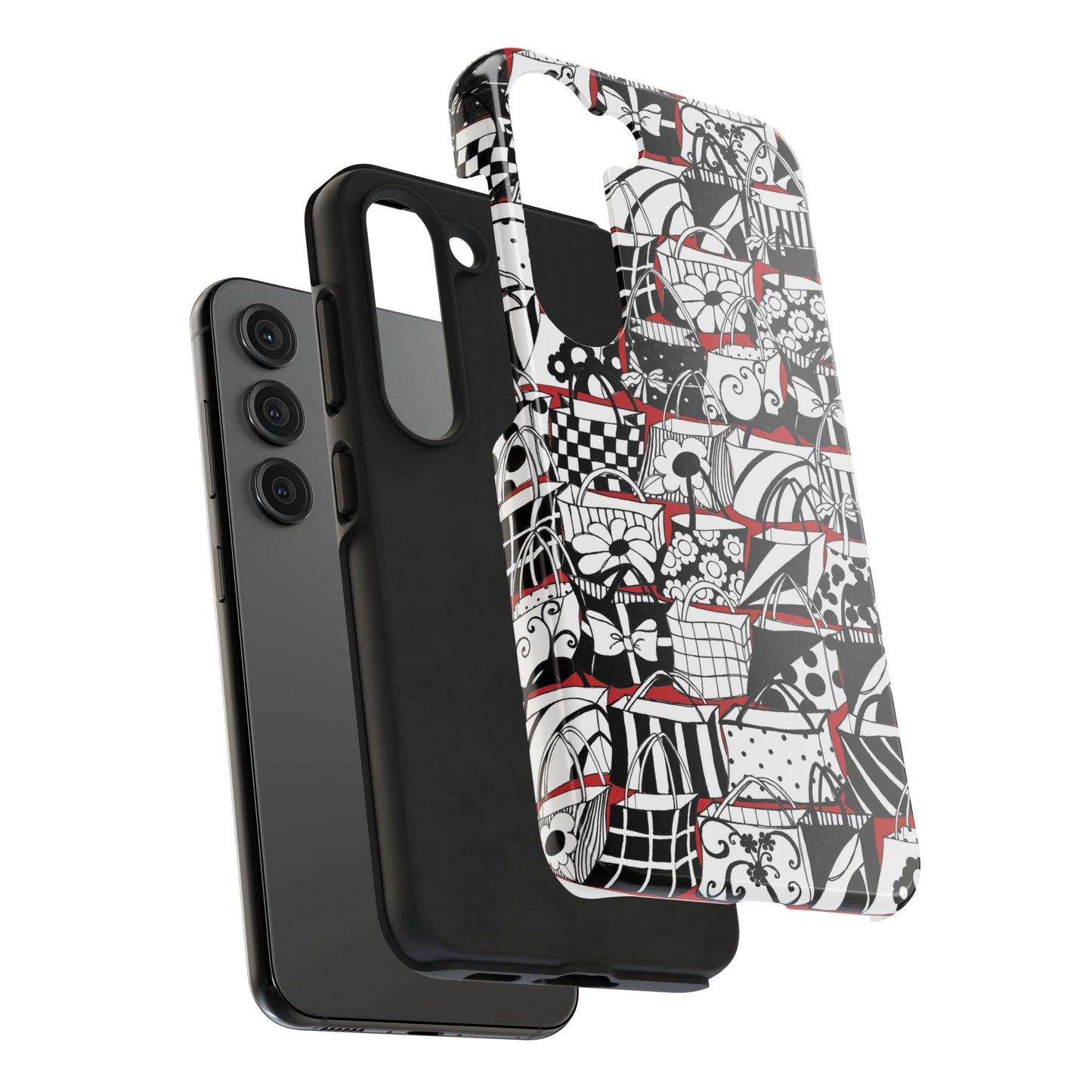 Totally Black, White & Red Phone Case