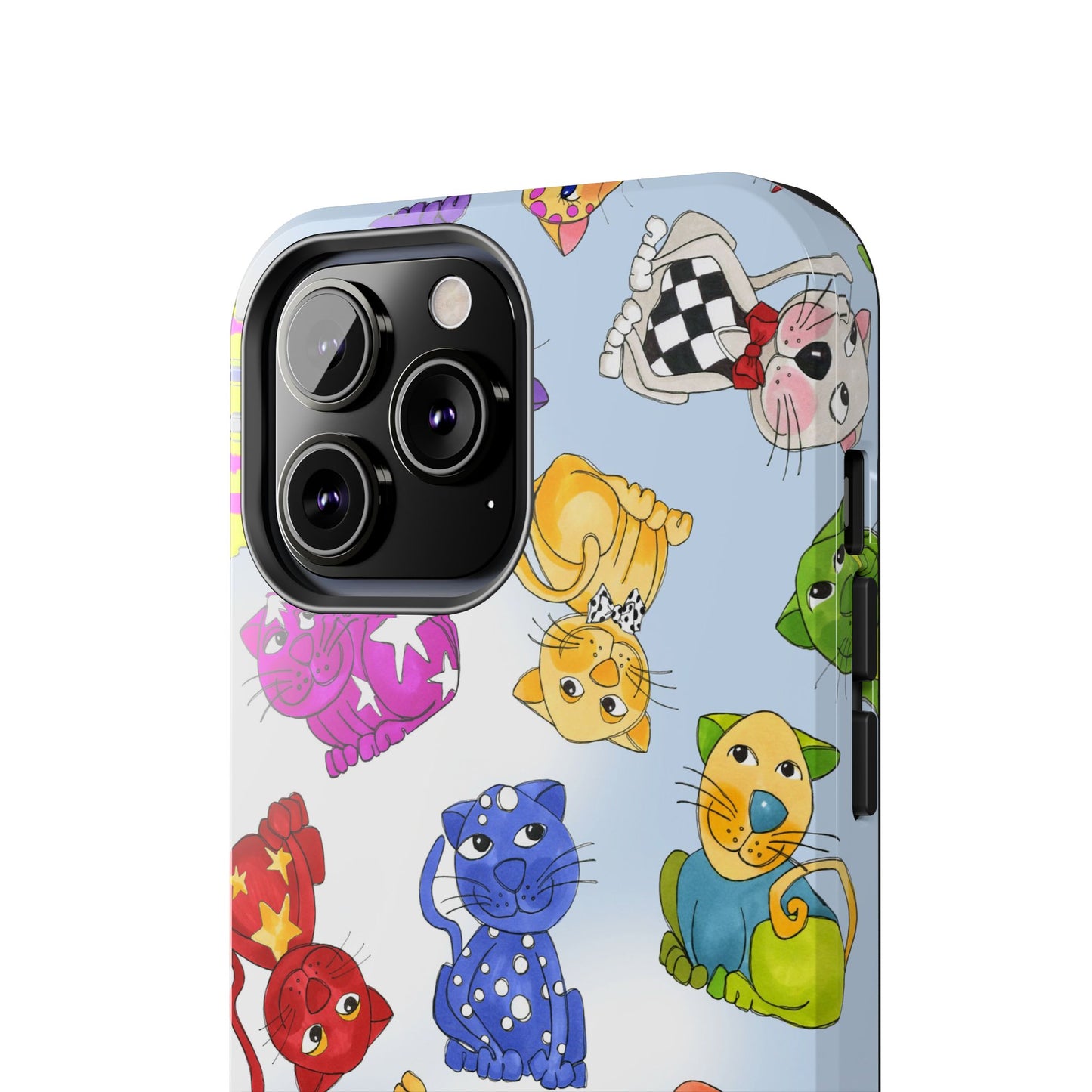 Tossed Happy Cats Blue Sky Phone Case