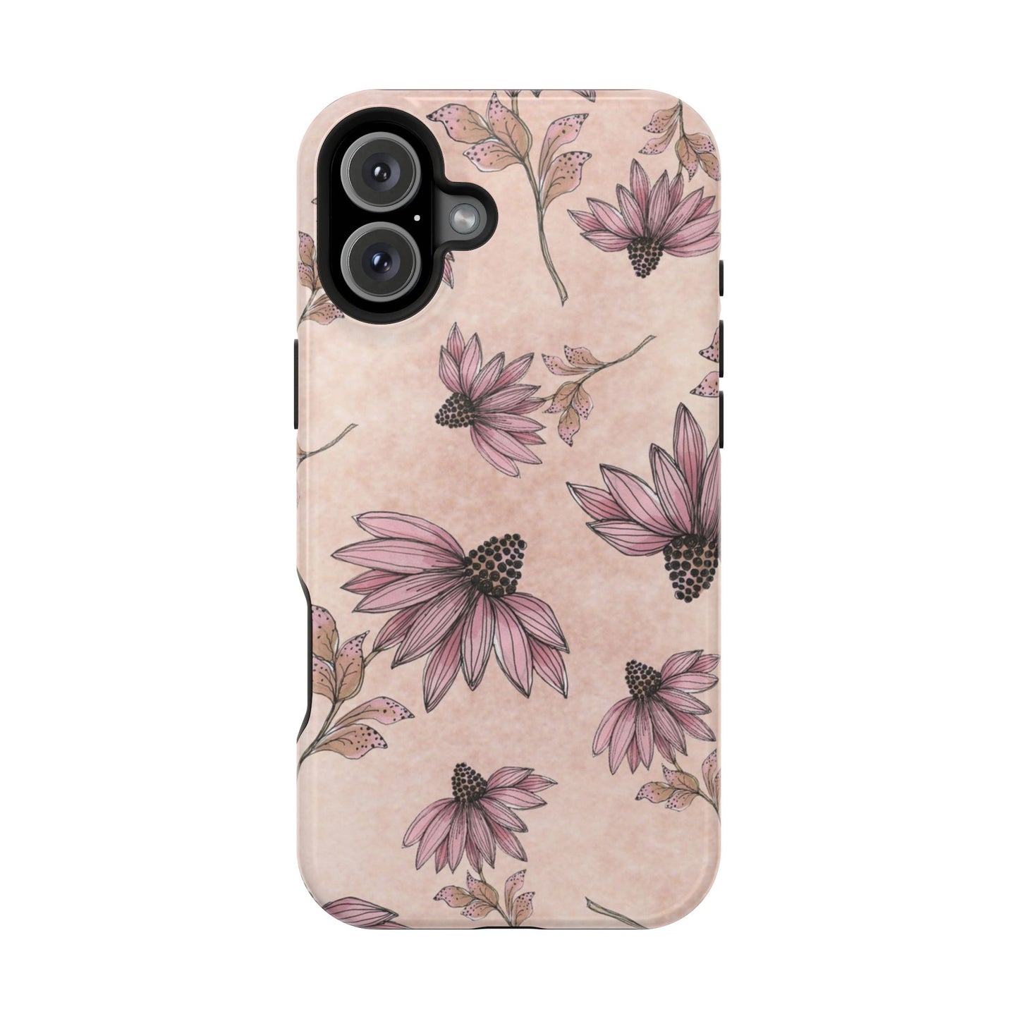 Wild Cone Flowers Pink Marble Phone Case