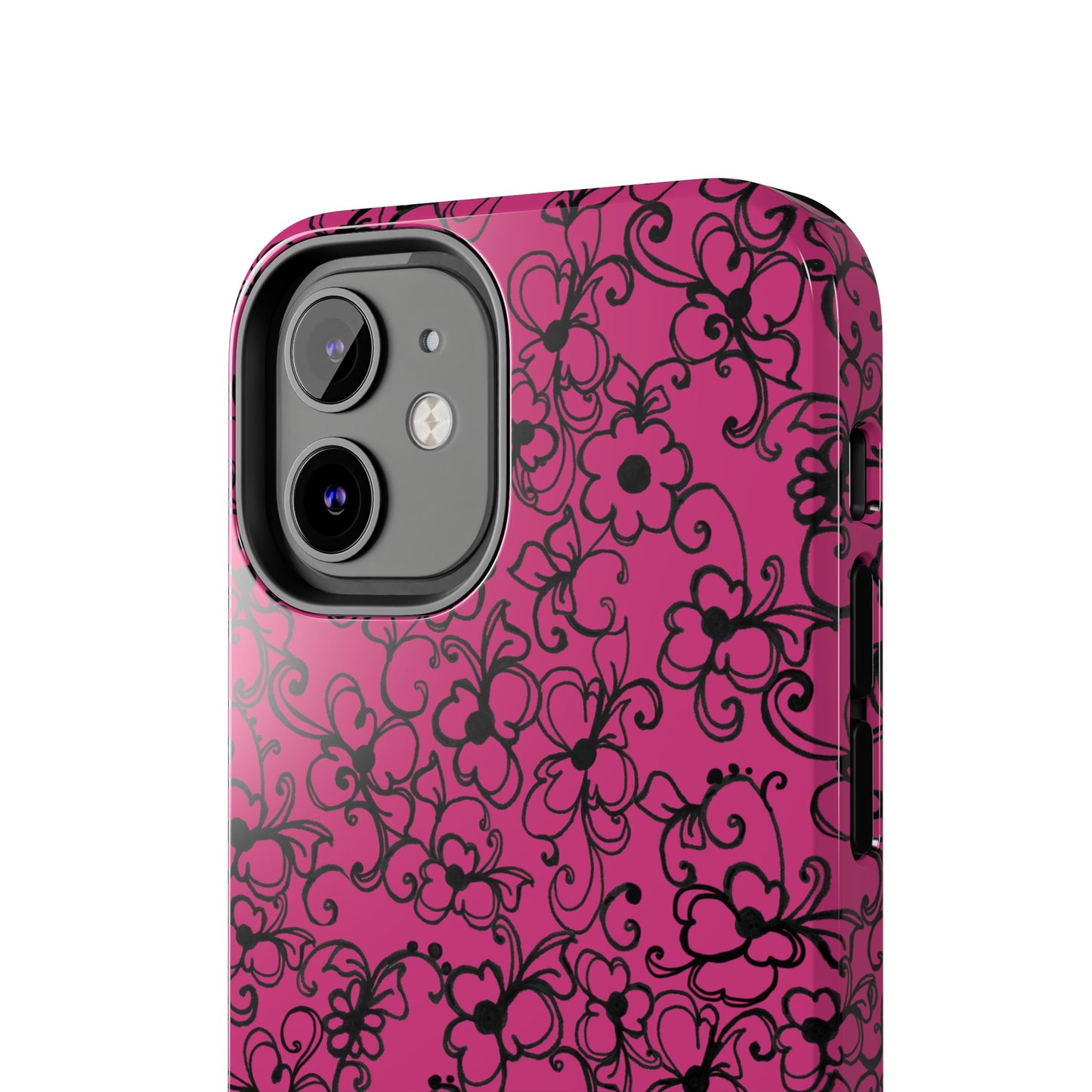 Daisy Jungle Pink / Black Phone Case