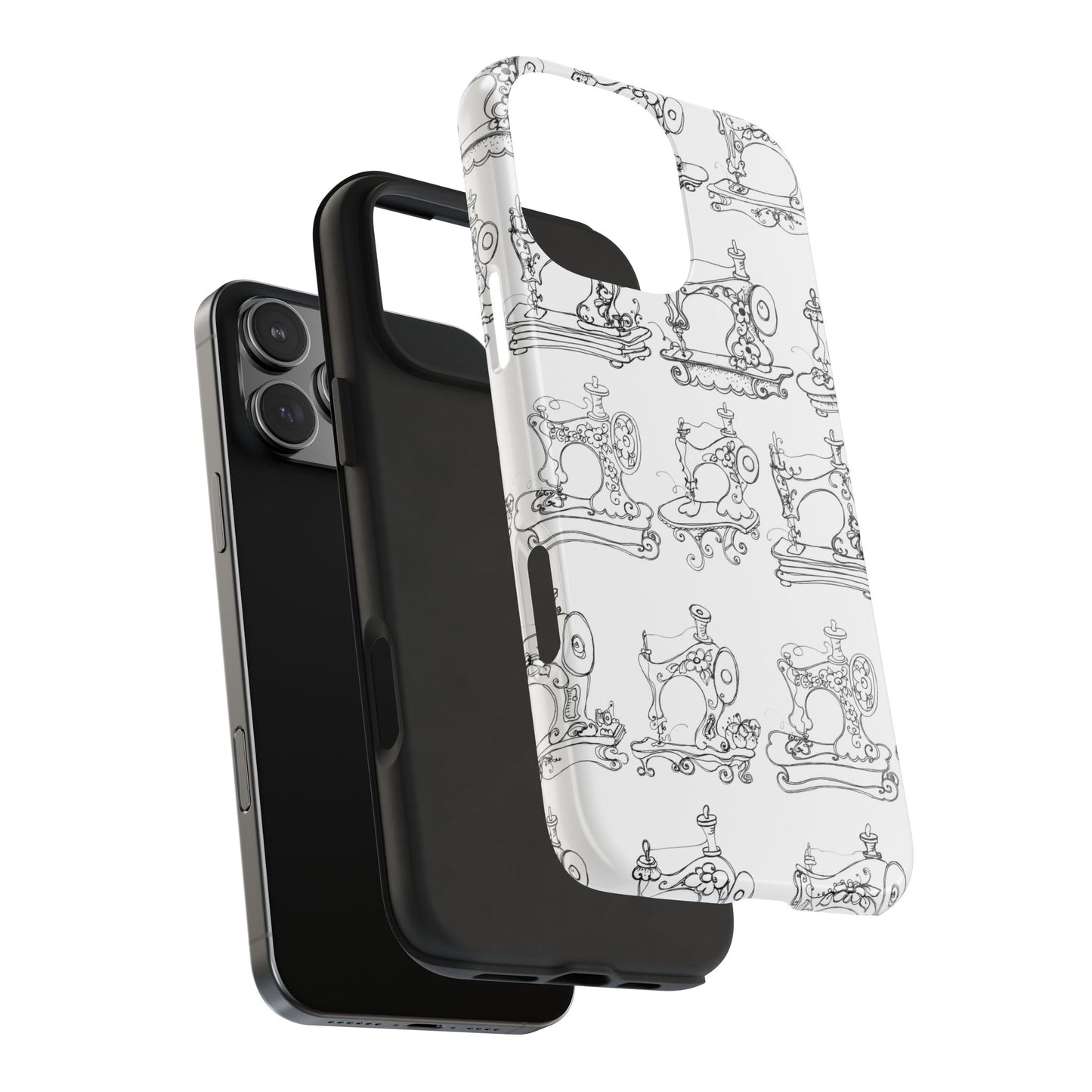 Sew Sew White / Black Phone Case