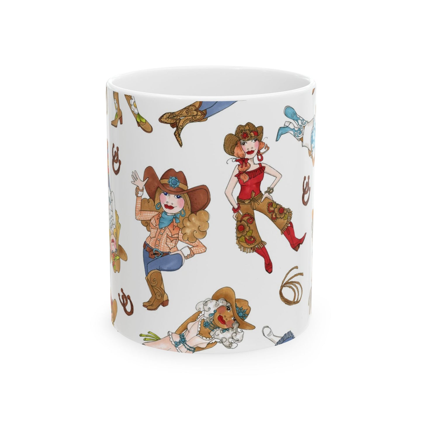 Tossed Cowgirls White Cup