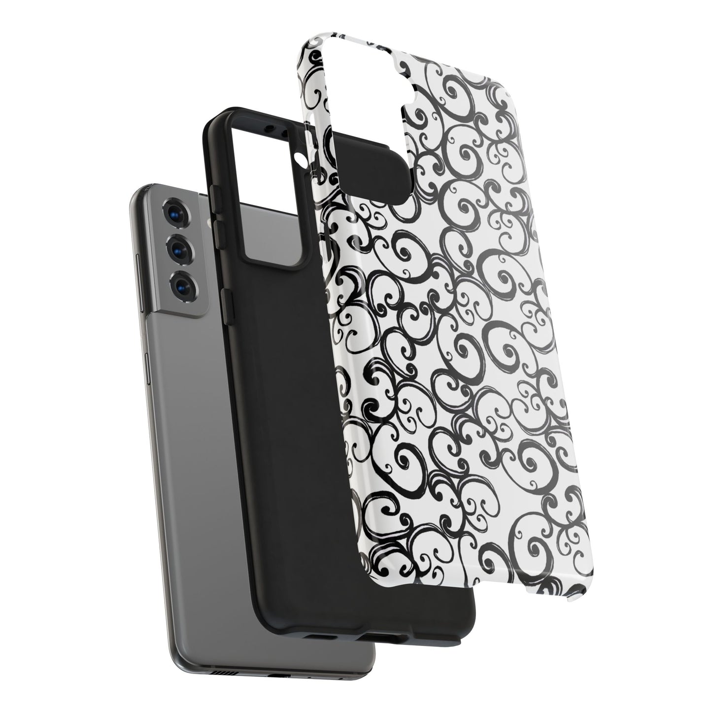 Curls White / Black Phone Case