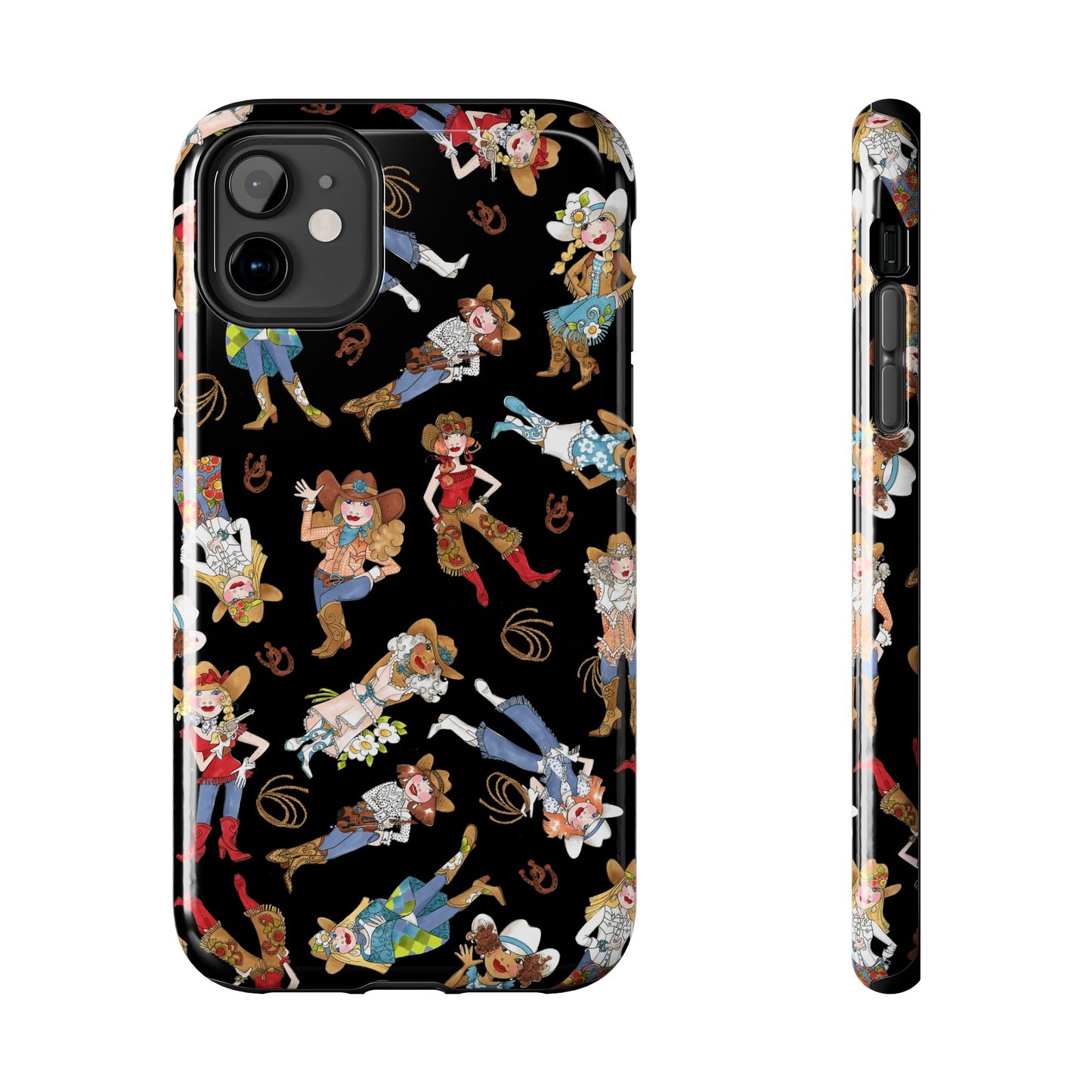 Tossed Cowgirls Black Phone Case