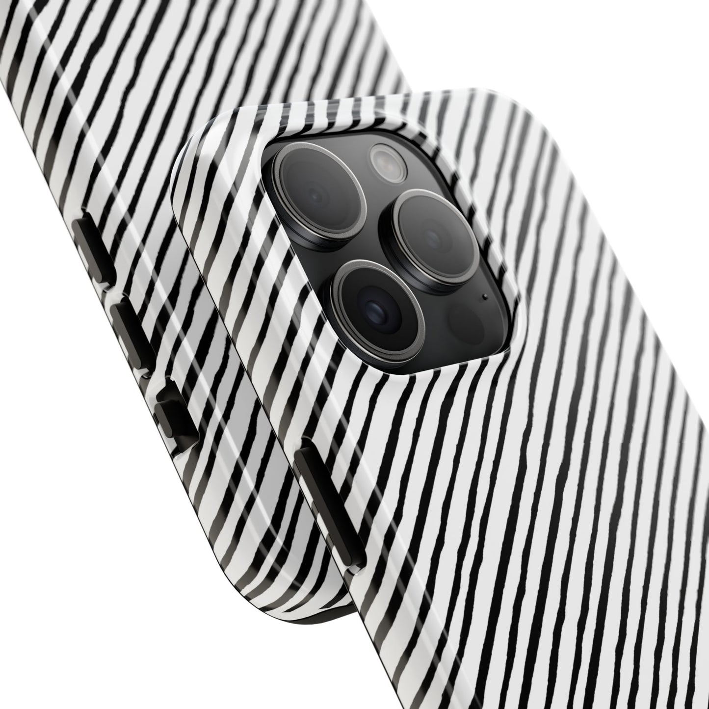 Quirky Bias Stripe White / Black Phone Case