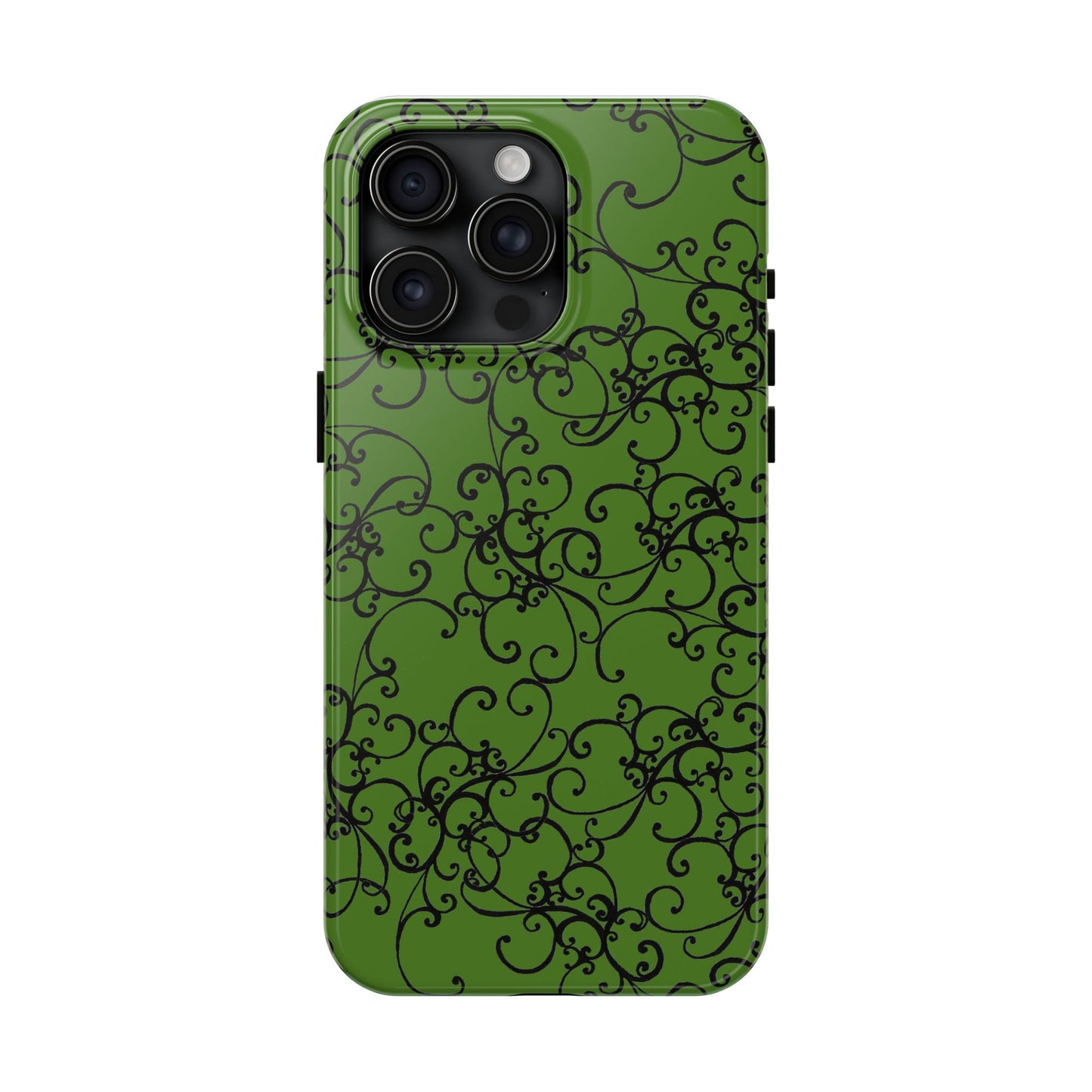 Elegant Scroll Green / Black Phone Case