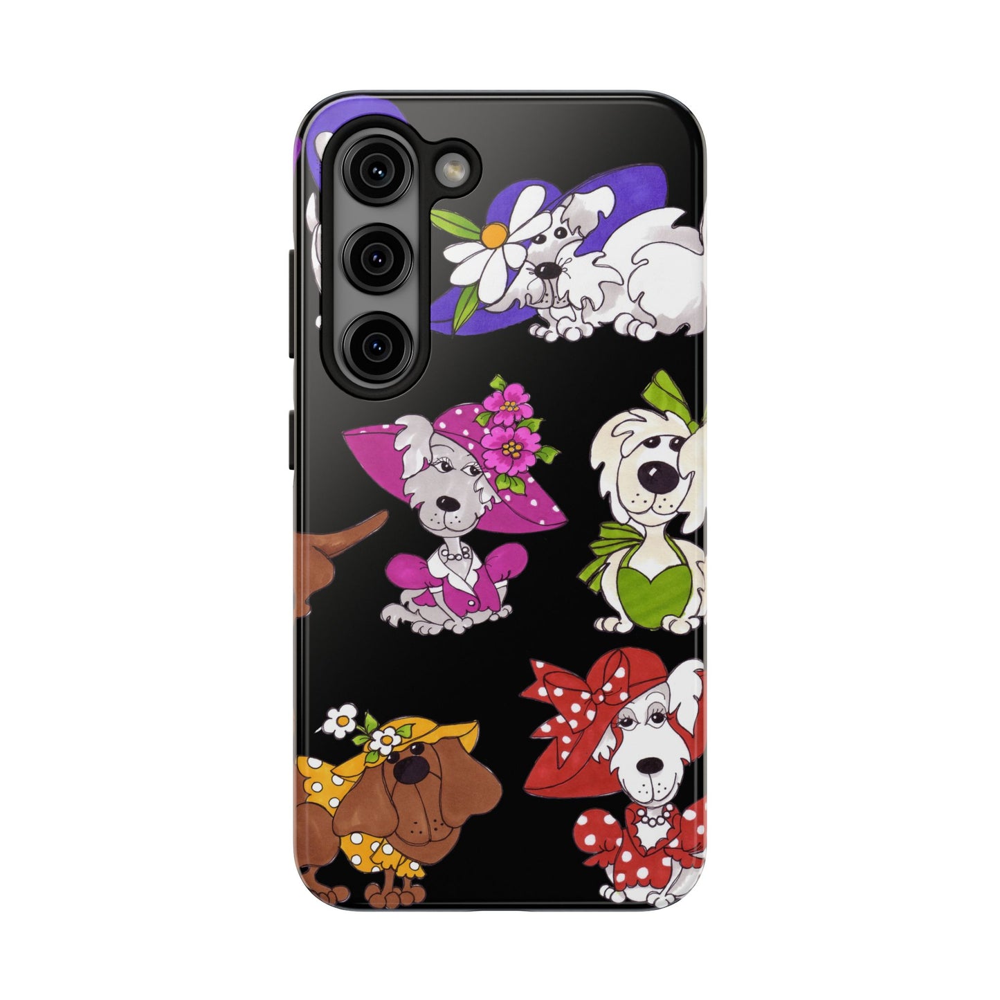Fancy Dog Line Up Black Phone Case