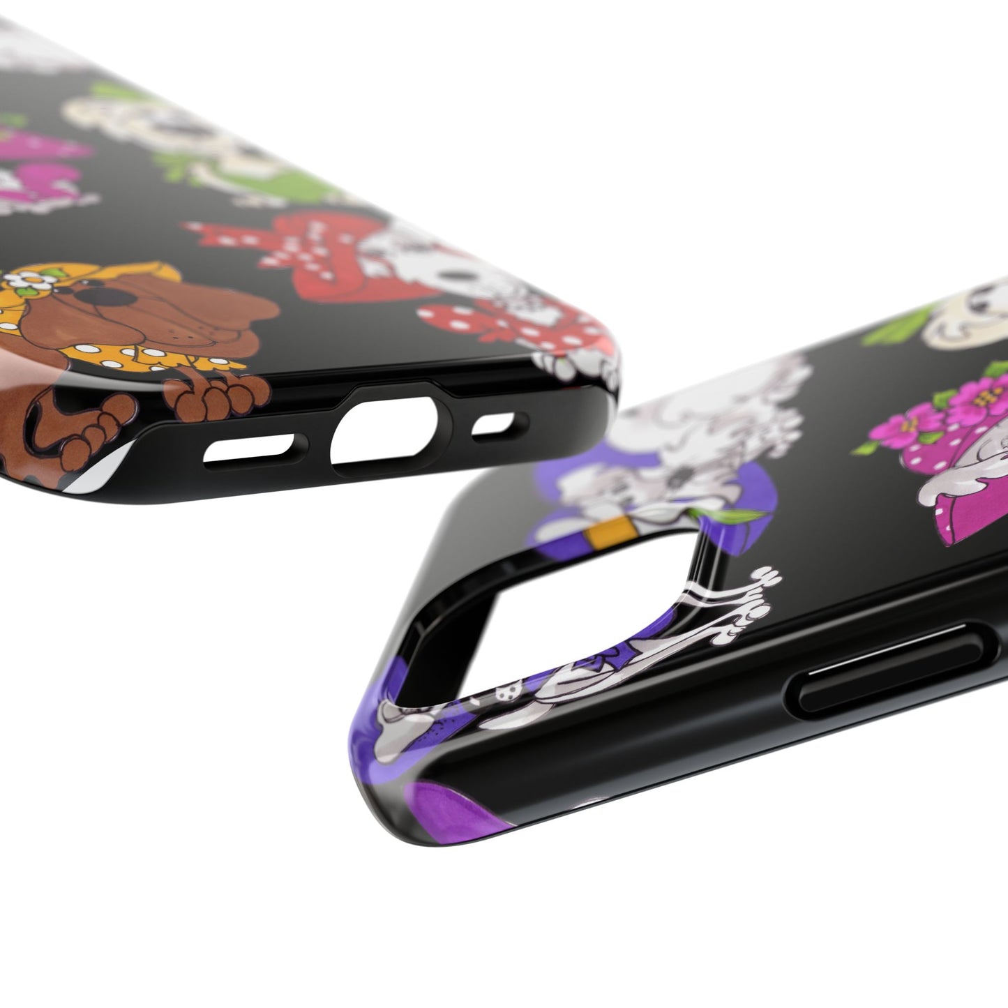 Fancy Dog Line Up Black Phone Case