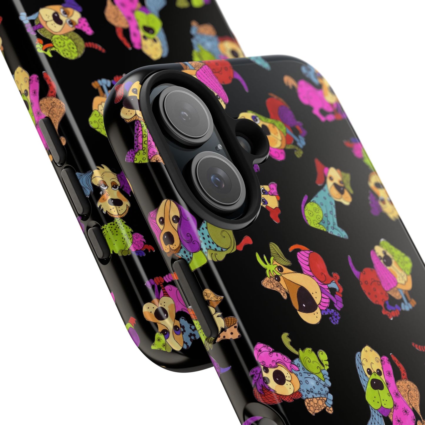 Tossed Happy Dogs Black Phone Case