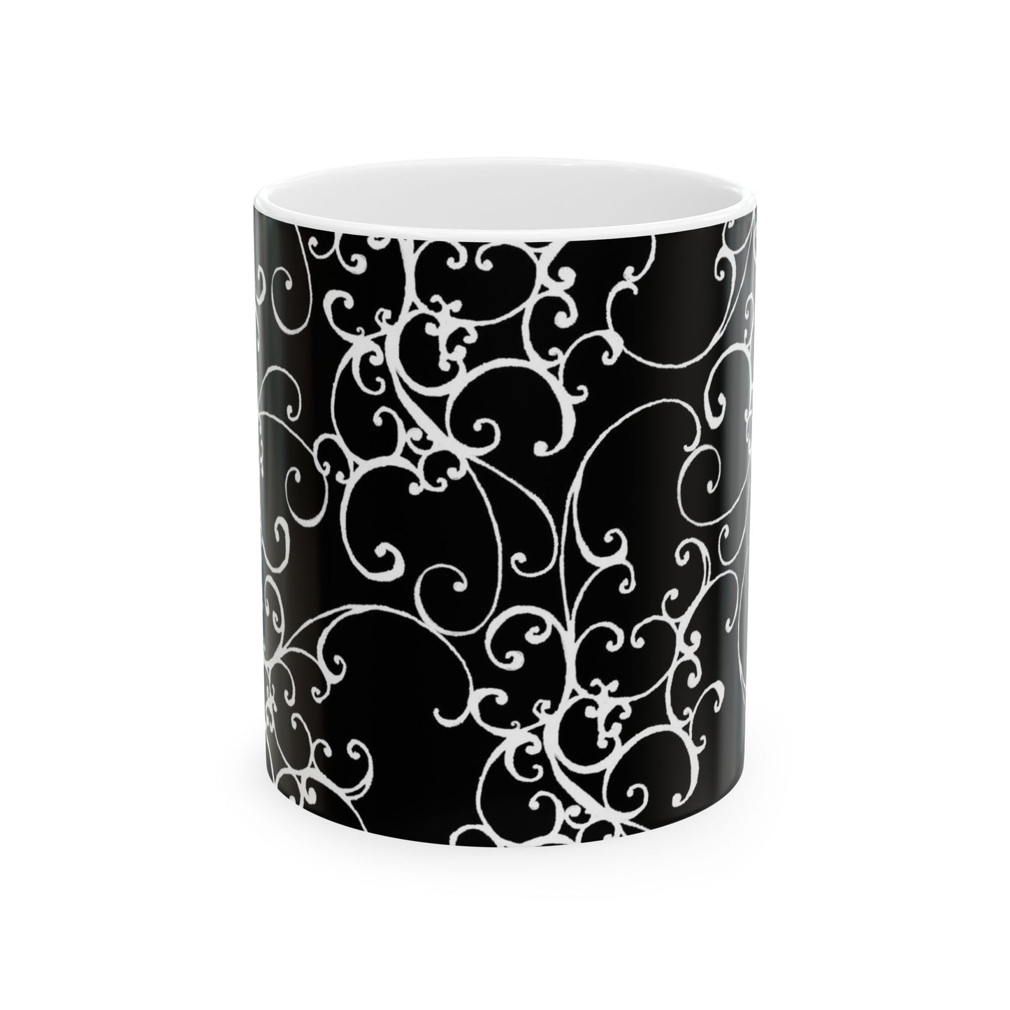 Elegant Scroll Black / White Cup