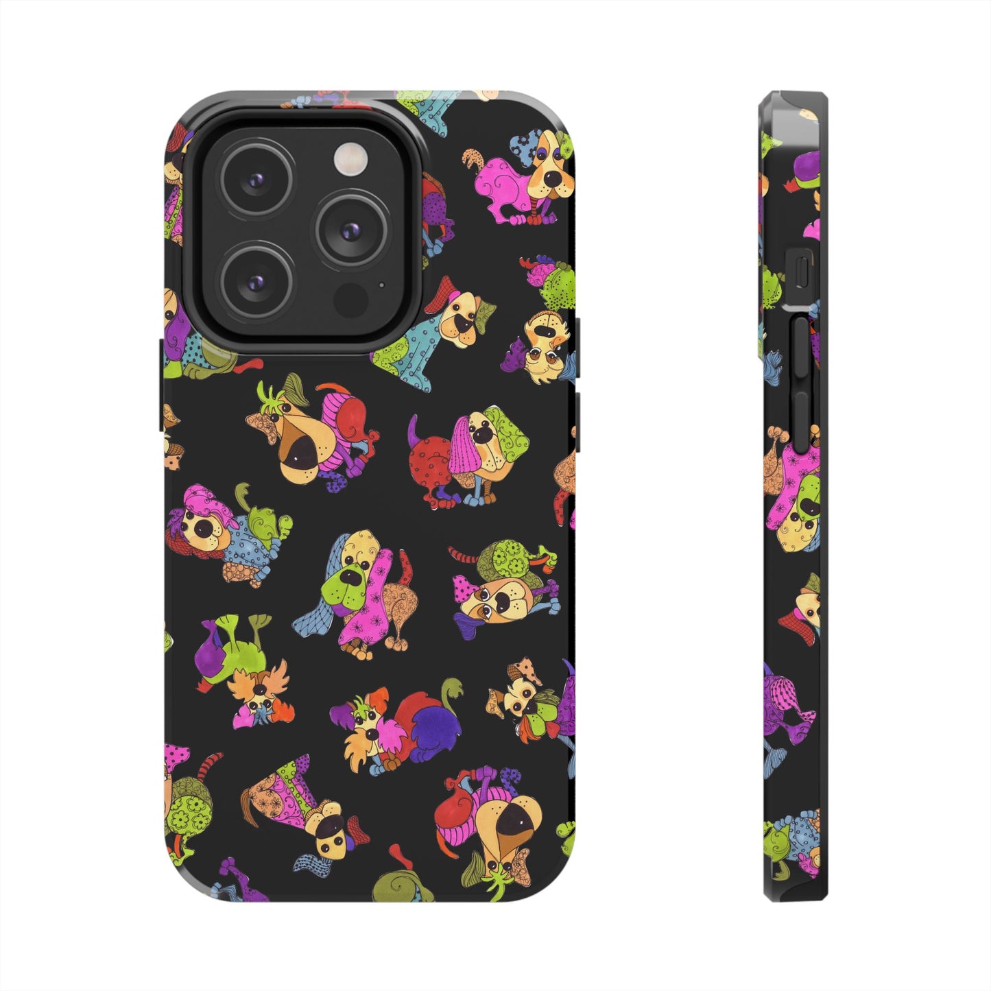 Tossed Happy Dogs Black Phone Case