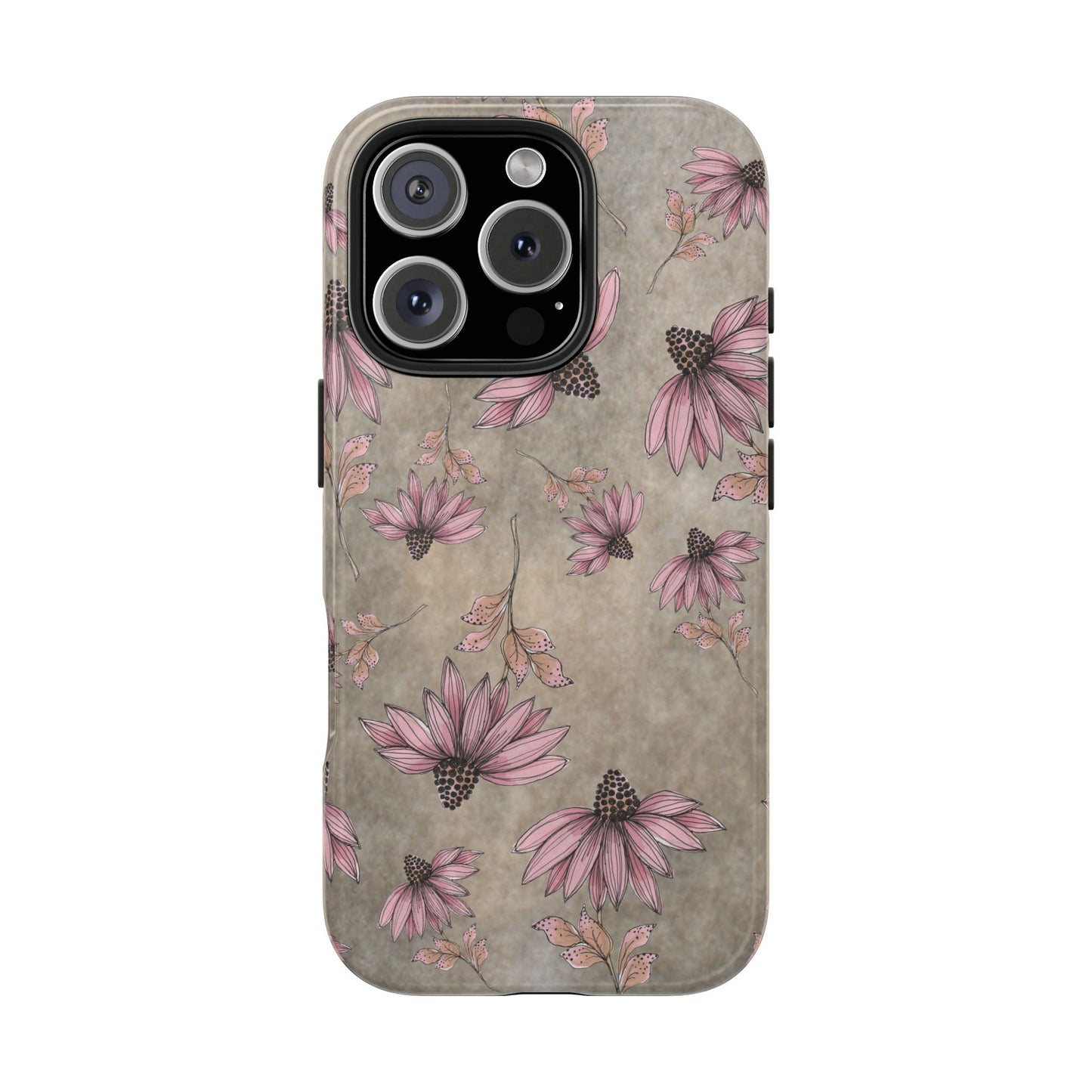 Wild Cone Flowers Taupe Marble Phone Case