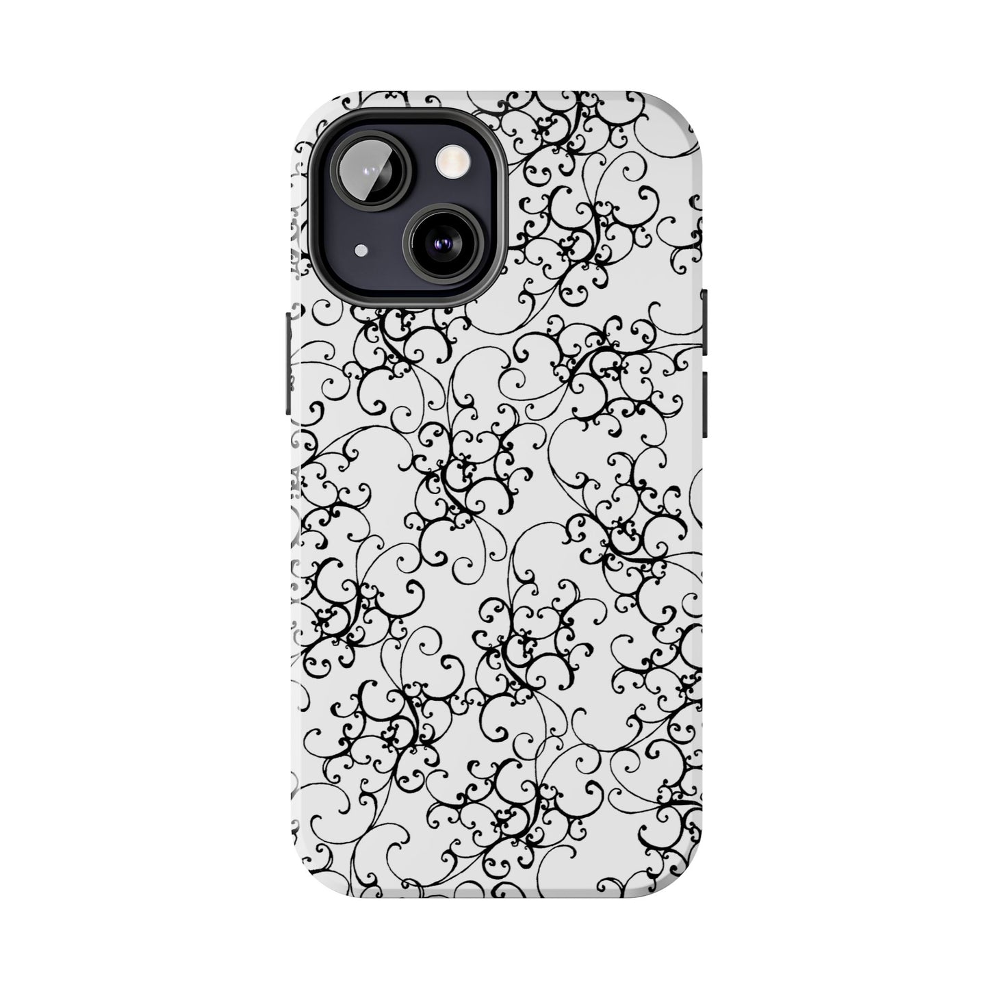 Elegant Scroll White / Black Phone Case