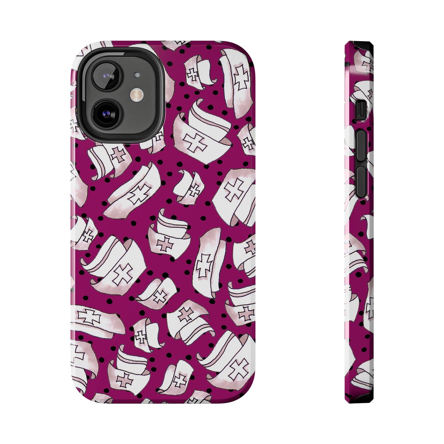 Med Hats Burgundy / Black Phone Case