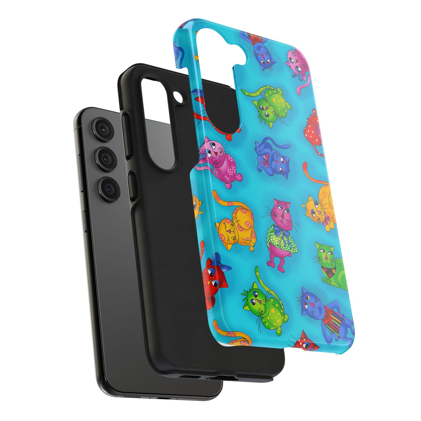 Tossed Cool Cats Turquoise Phone Case