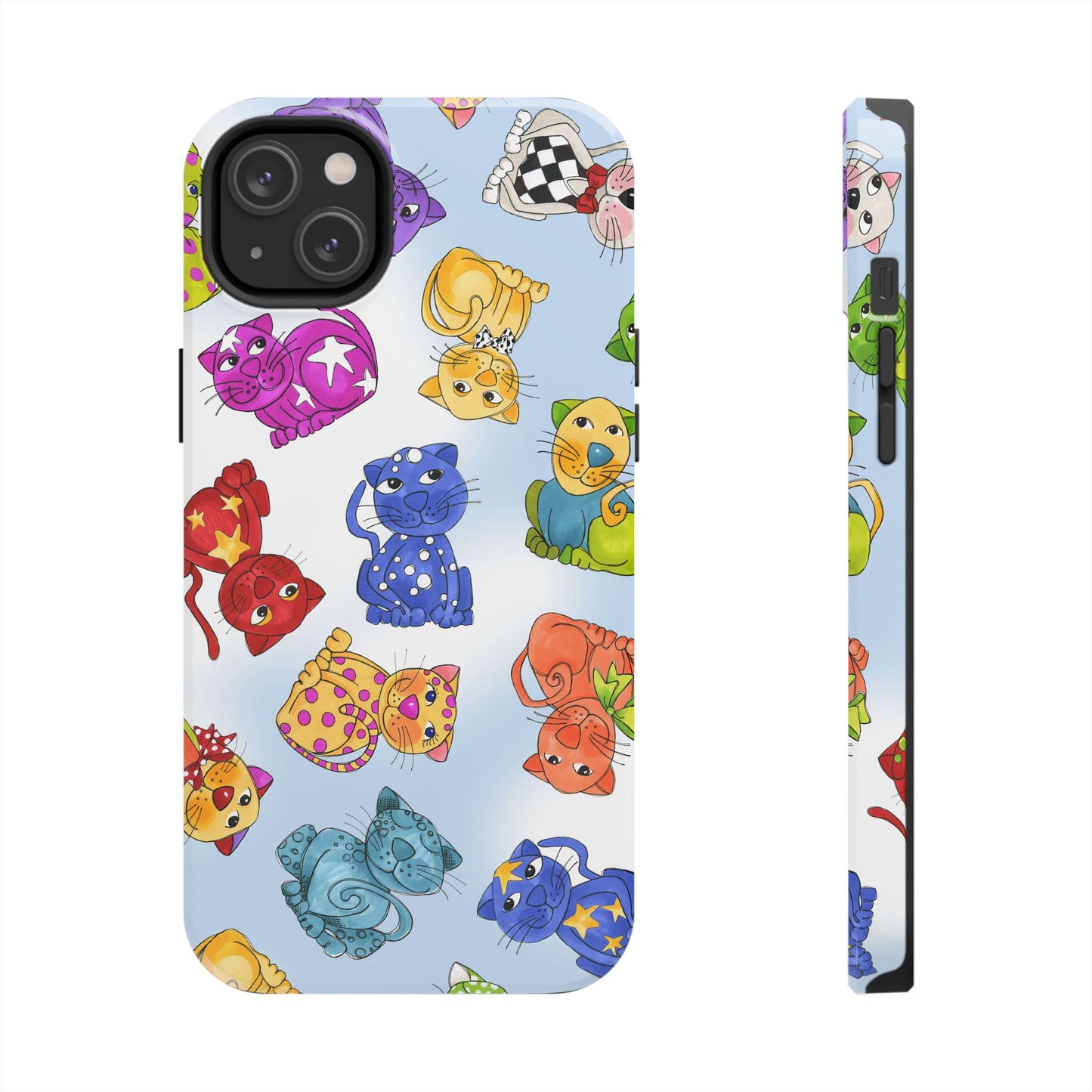 Tossed Happy Cats Blue Sky Phone Case
