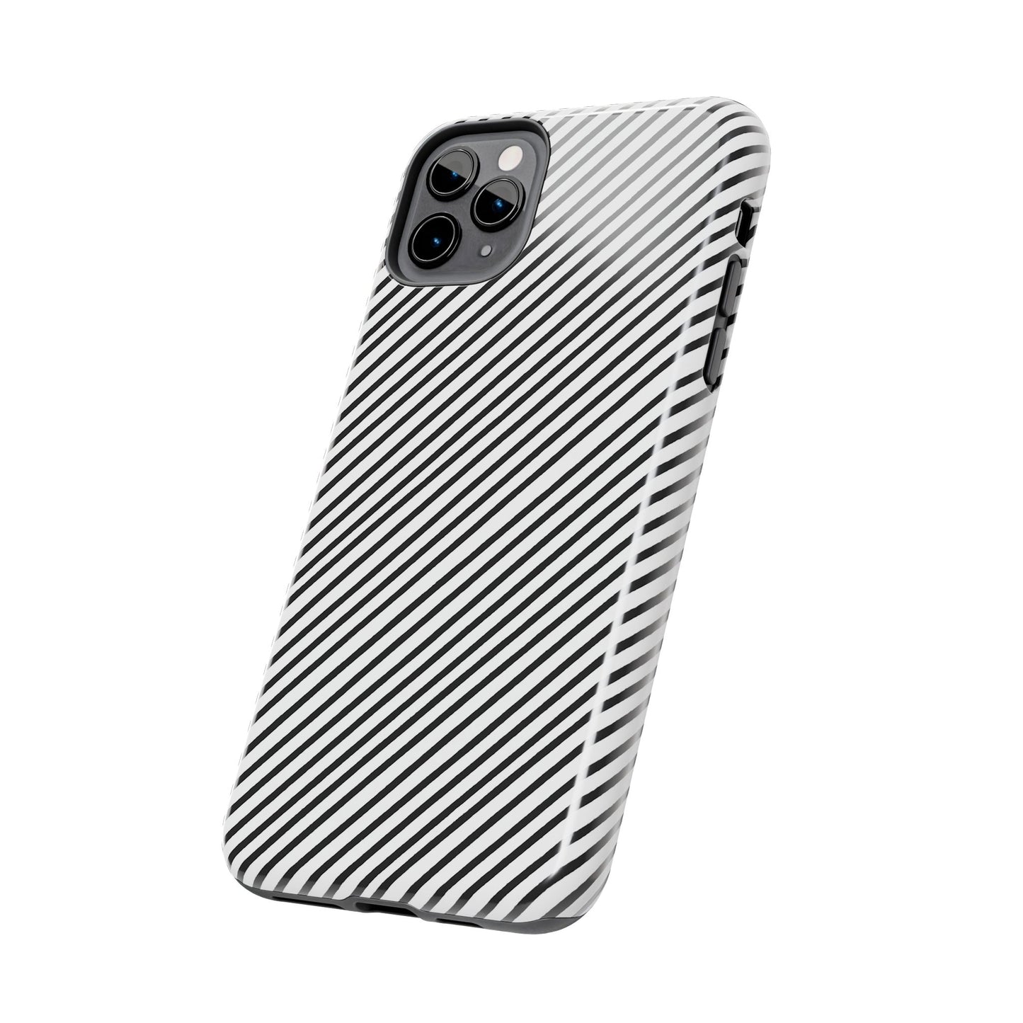 Diagonal Stripe White / Black Phone Case