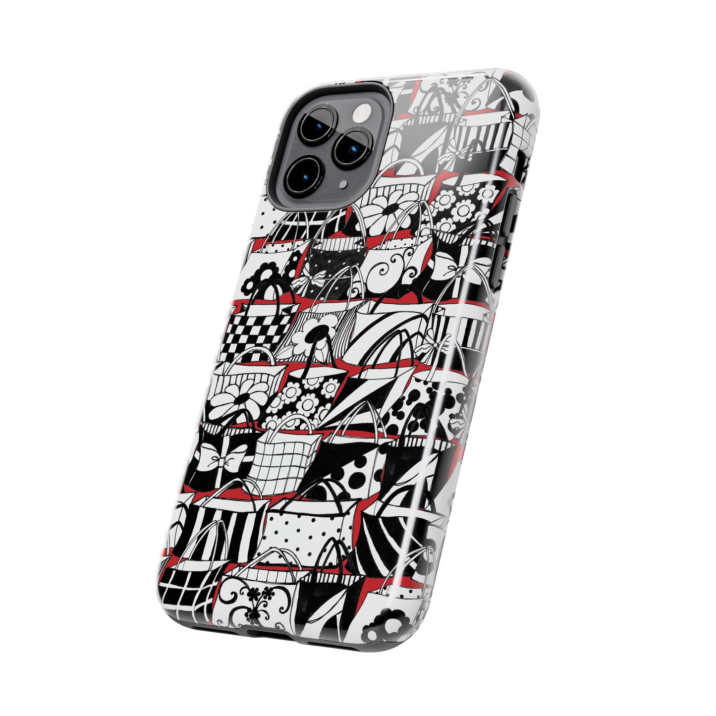 Totally Black, White & Red Phone Case