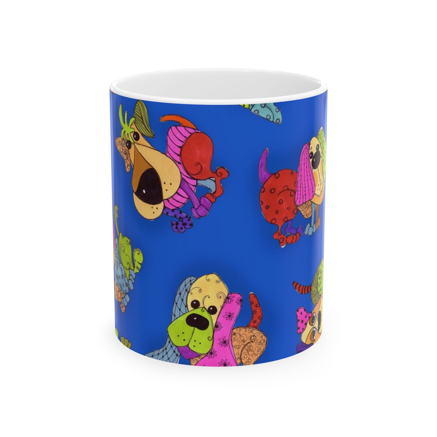 Tossed Happy Dogs Blue Cup