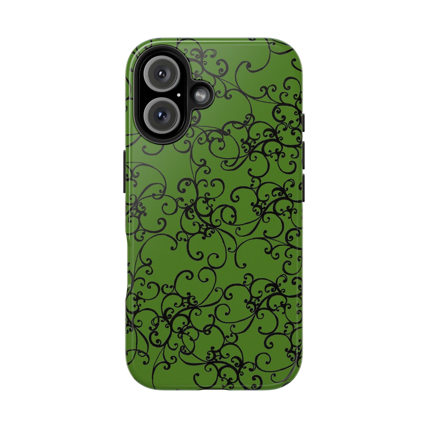 Elegant Scroll Green / Black Phone Case