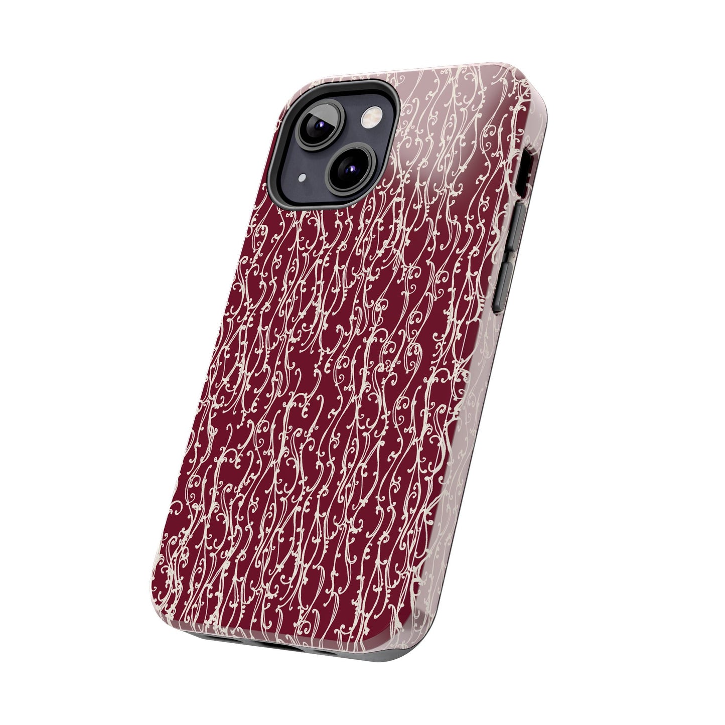 Swan Scroll Red / White Phone Case
