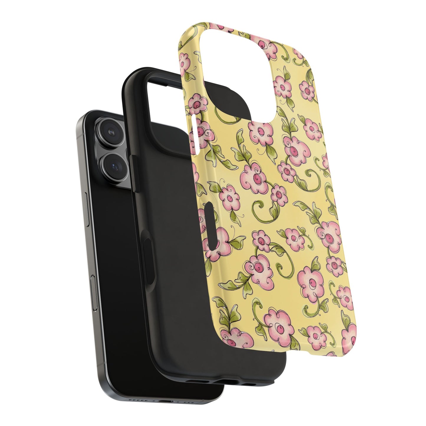 Scroll Daisies Yellow / Peach Phone Case