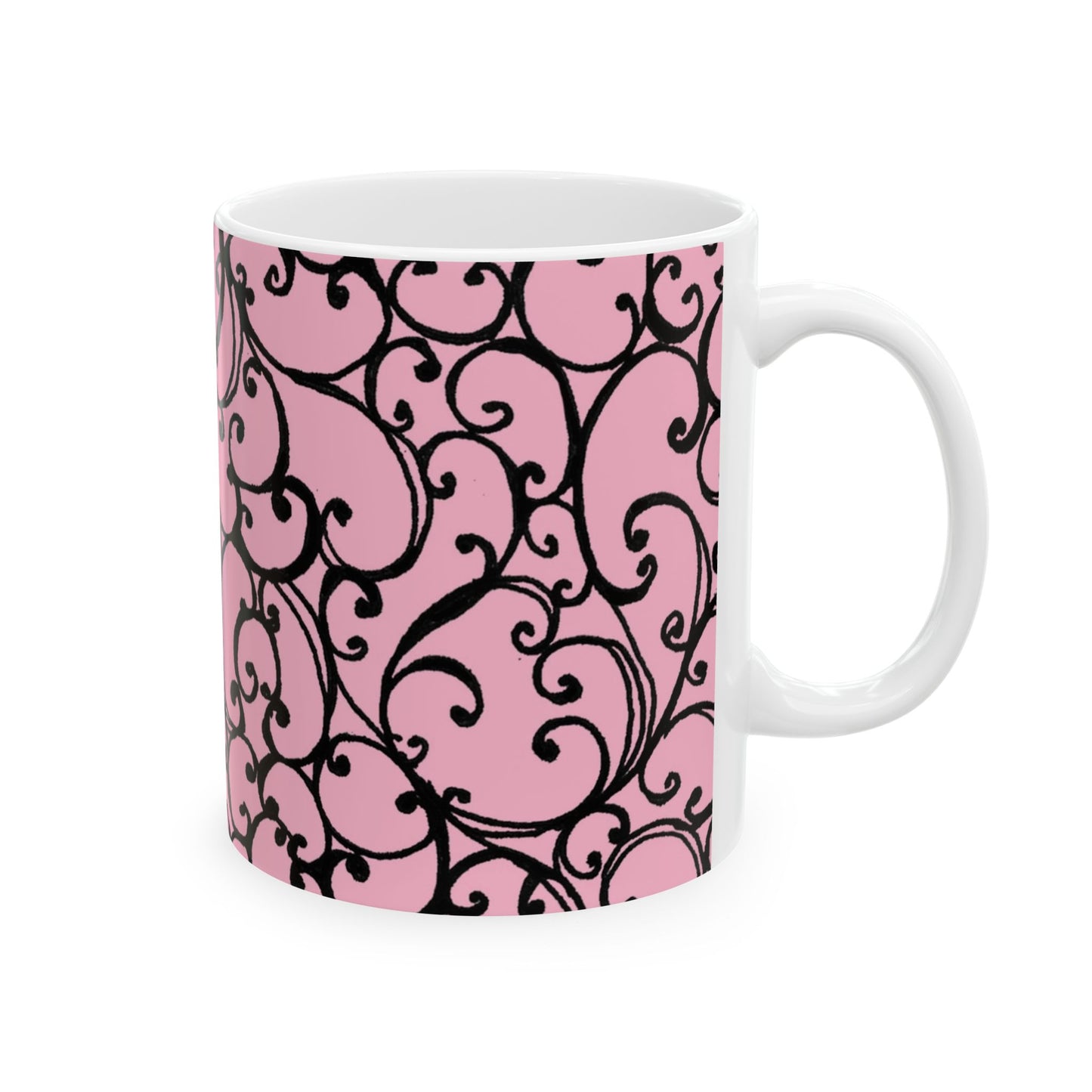 Scrollie Pink / Black Cup
