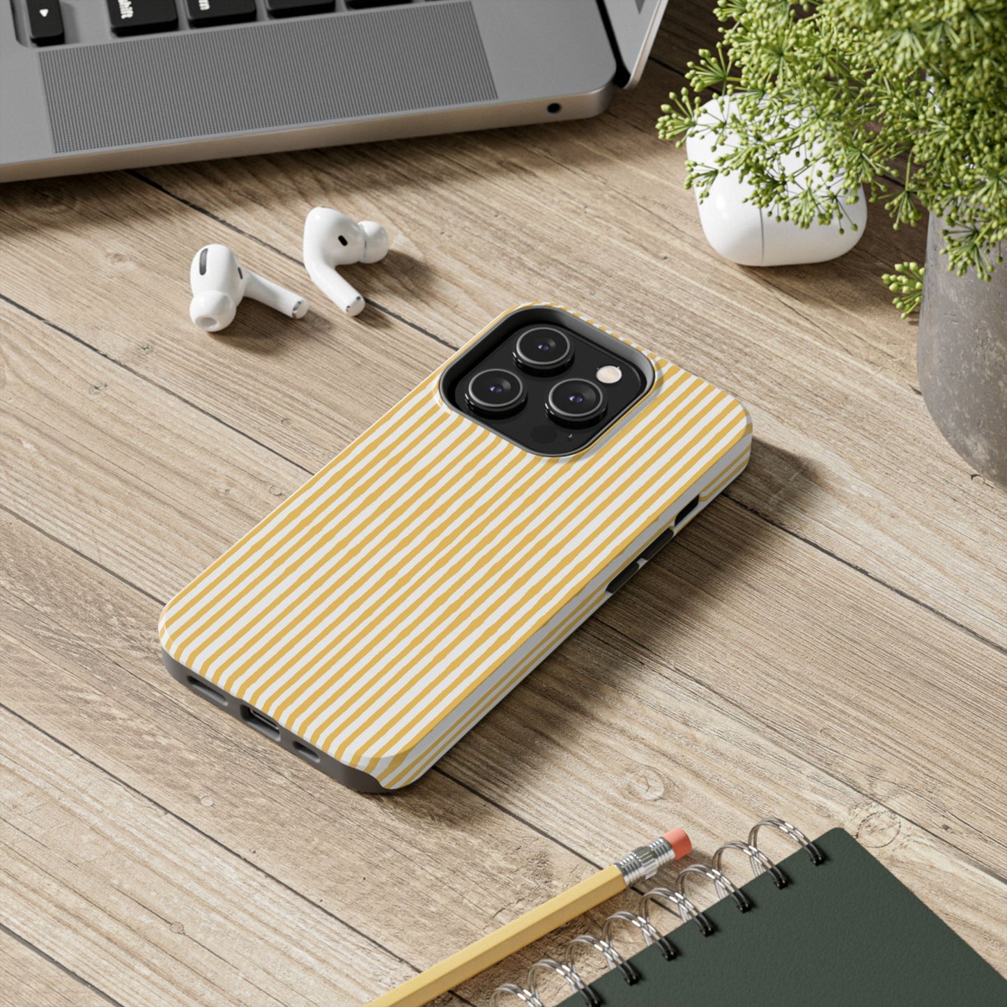 Lazy Stripe Yellow / White Phone Case