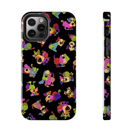 Tossed Happy Dogs Black Phone Case