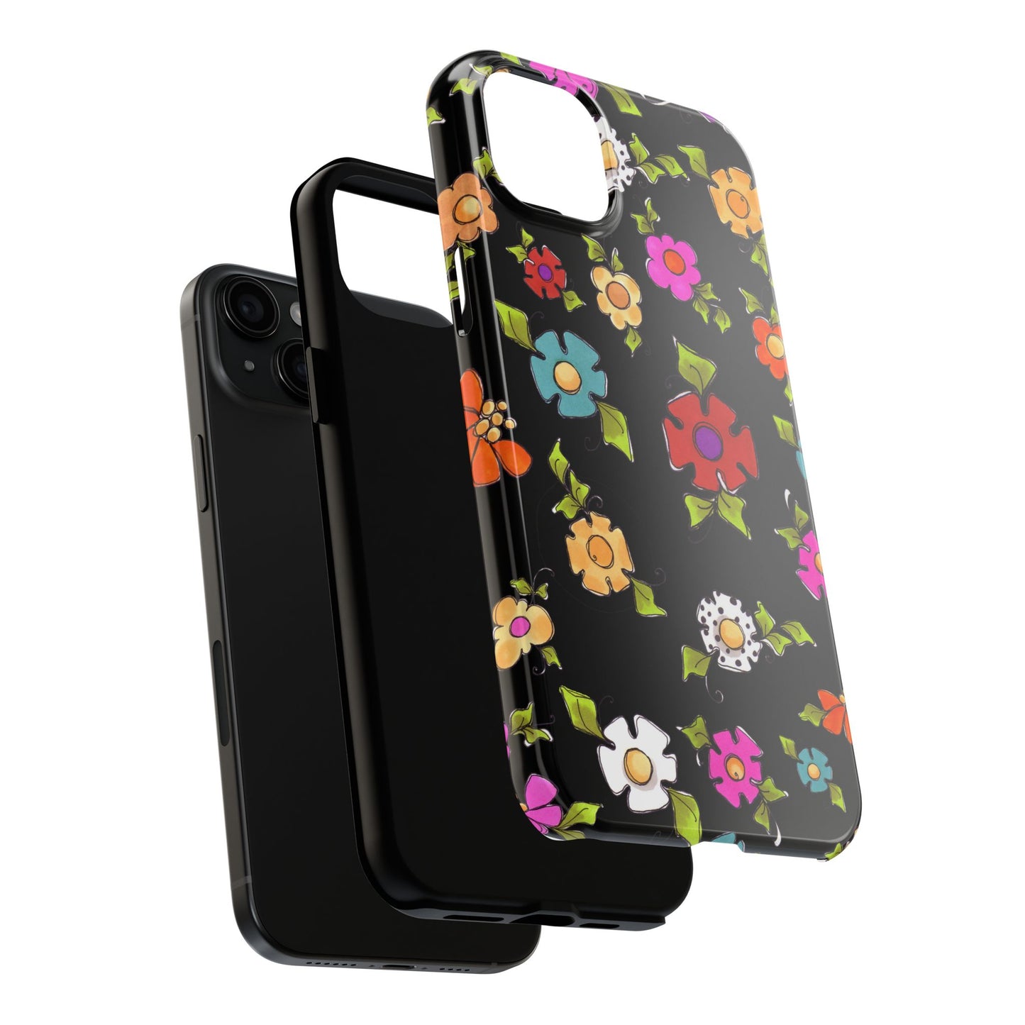 Dog Blooms Black Phone Case