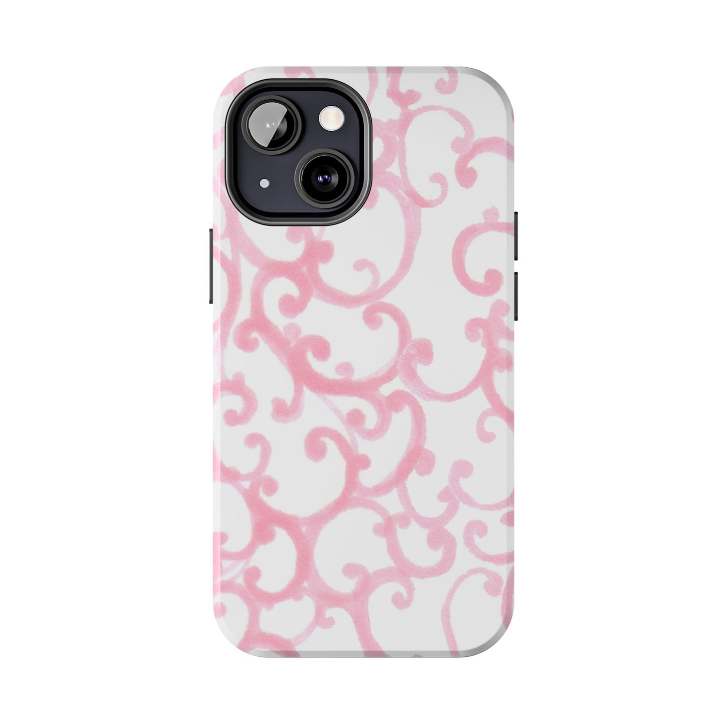 Scrollie White / Pink Phone Case