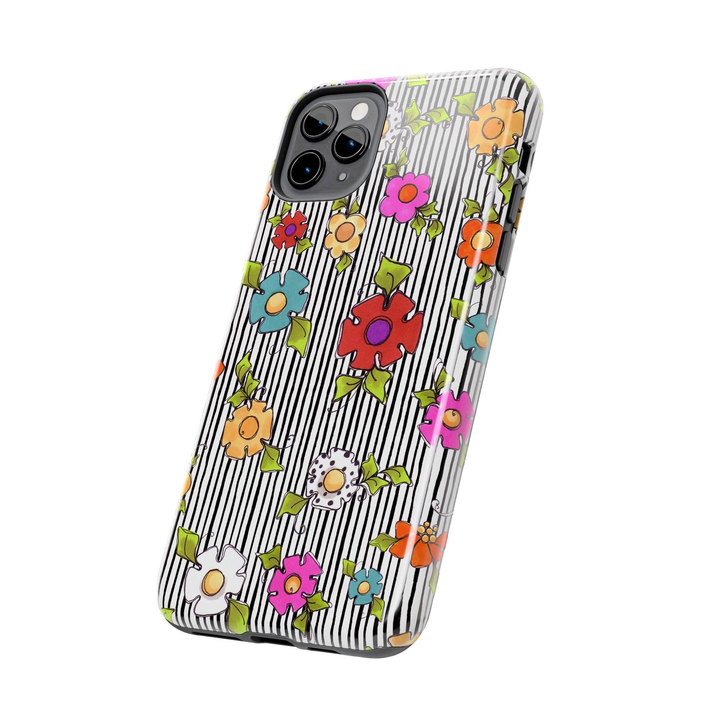 Dog Blooms White / Black Phone Case