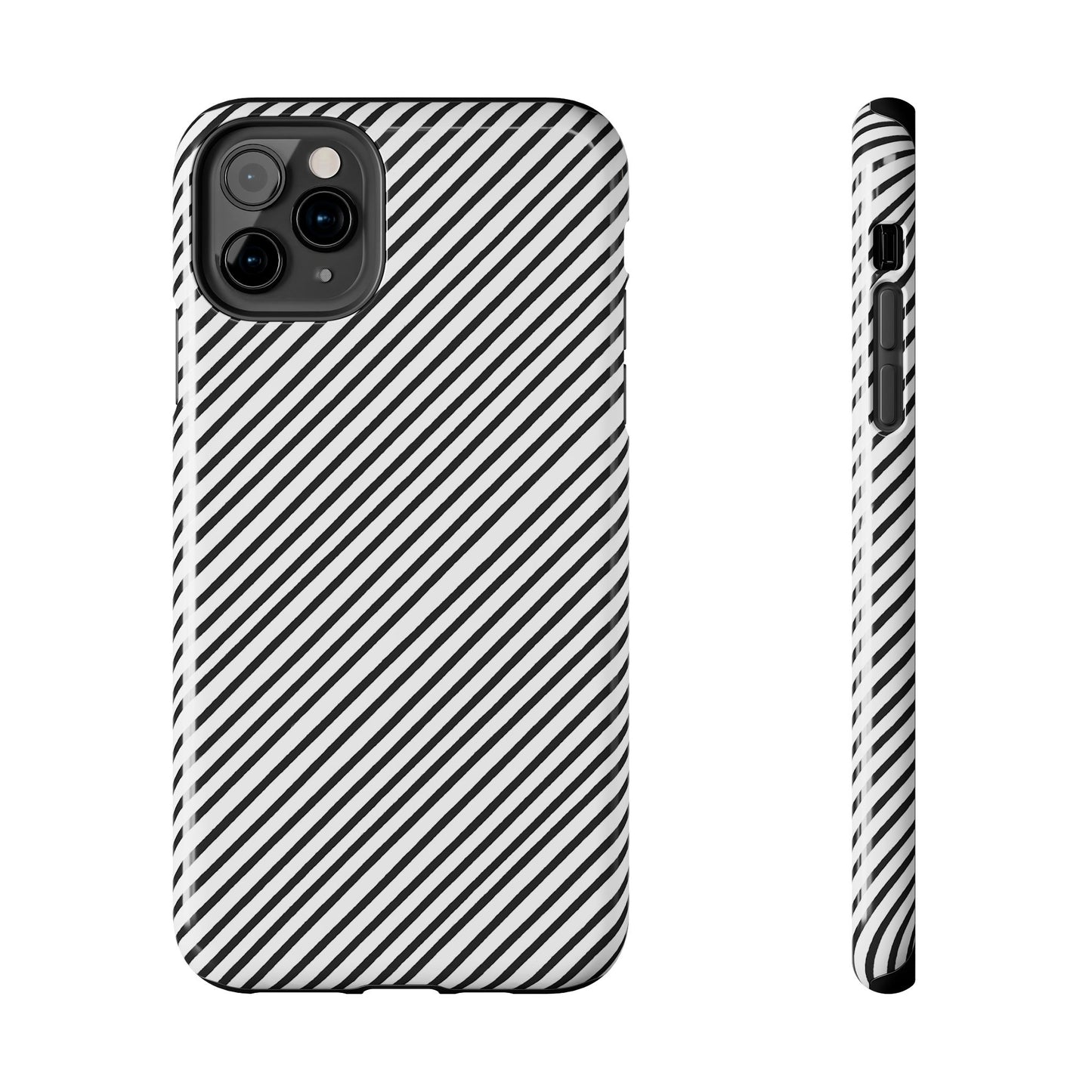 Diagonal Stripe White / Black Phone Case