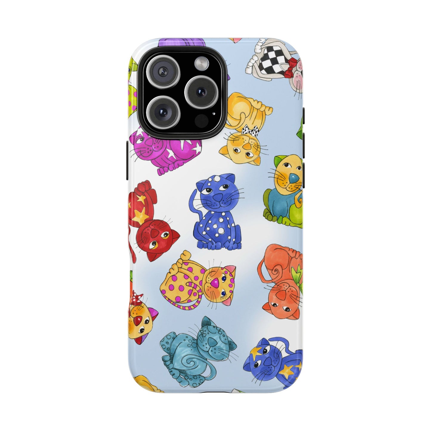 Tossed Happy Cats Blue Sky Phone Case