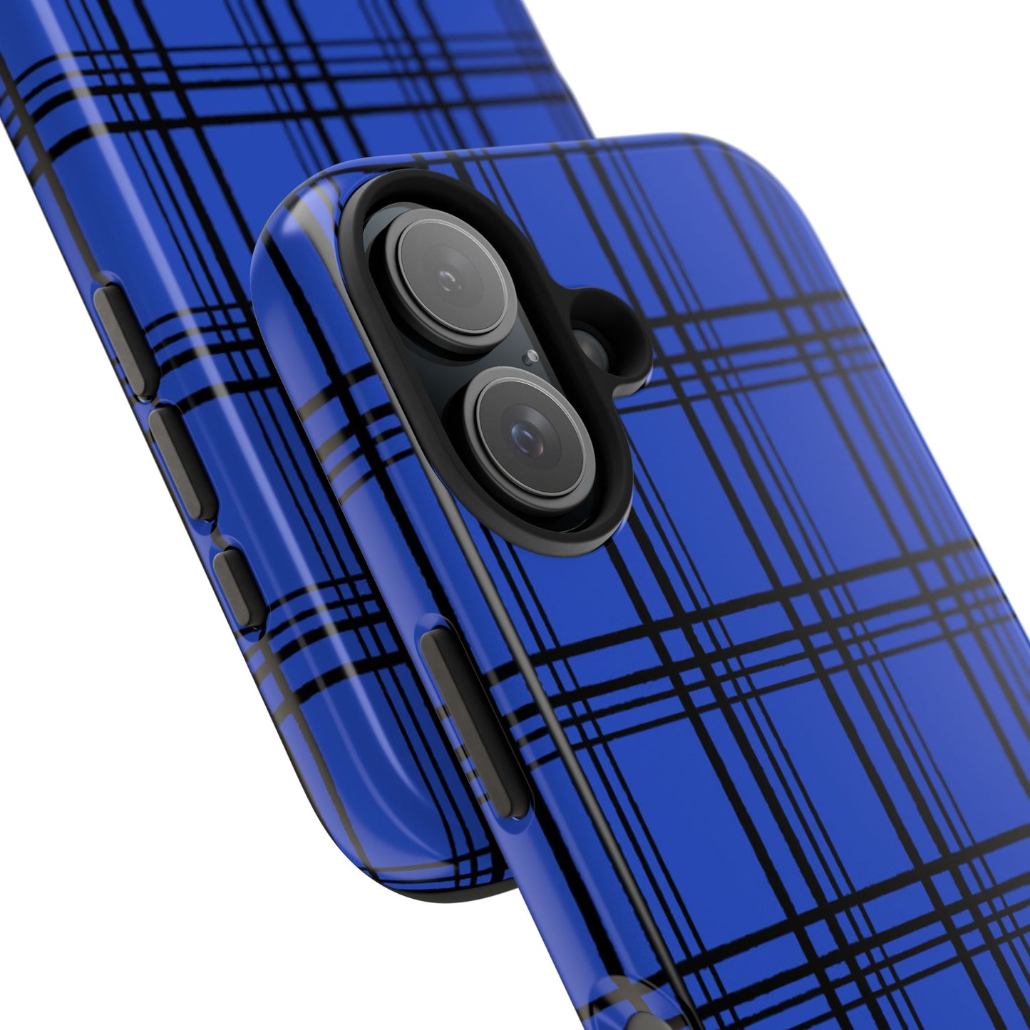 Glad Plaid Blue / Black Phone Case