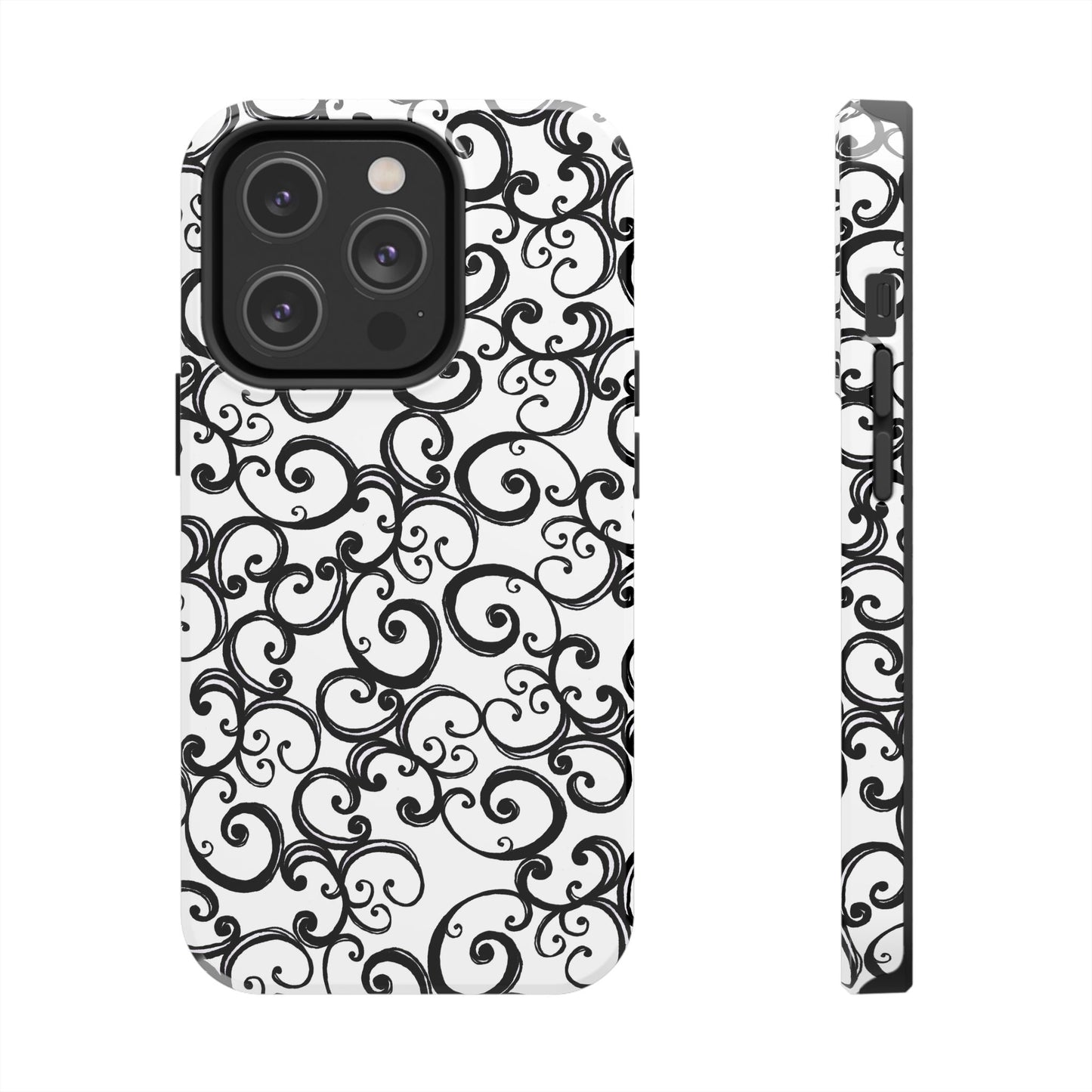 Curls White / Black Phone Case