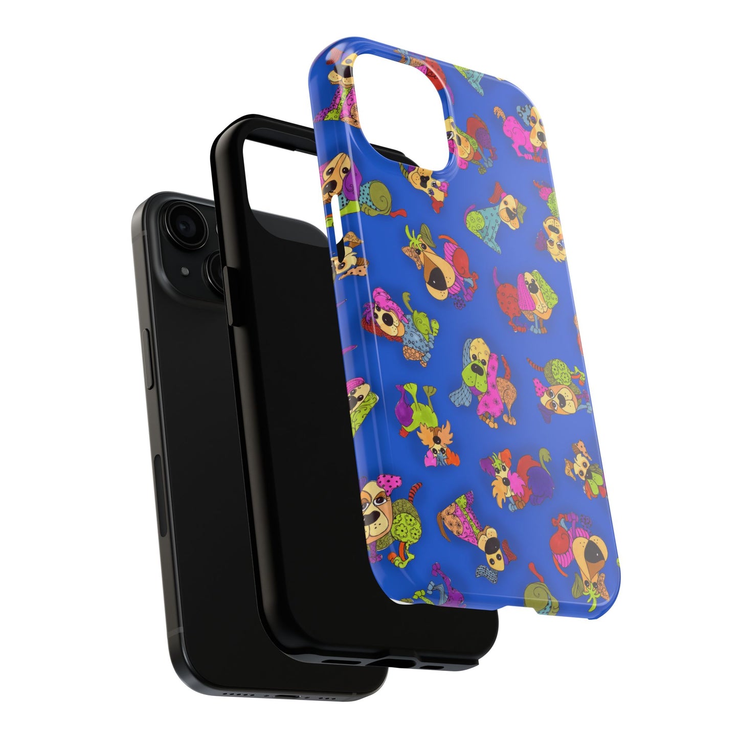 Tossed Happy Dogs Blue Phone Case