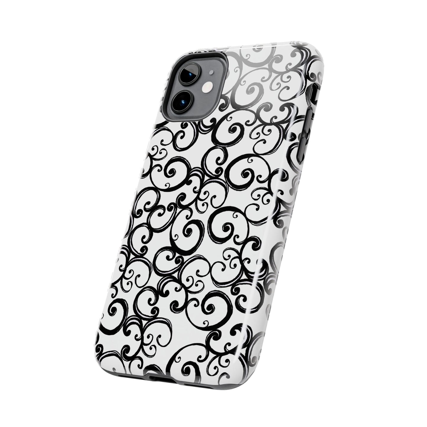 Curls White / Black Phone Case