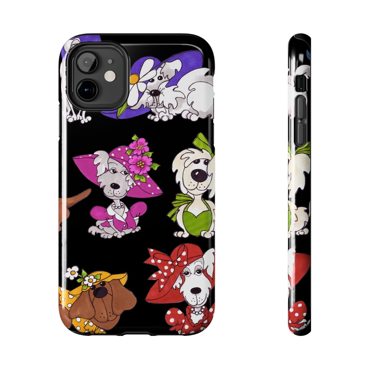 Fancy Dog Line Up Black Phone Case