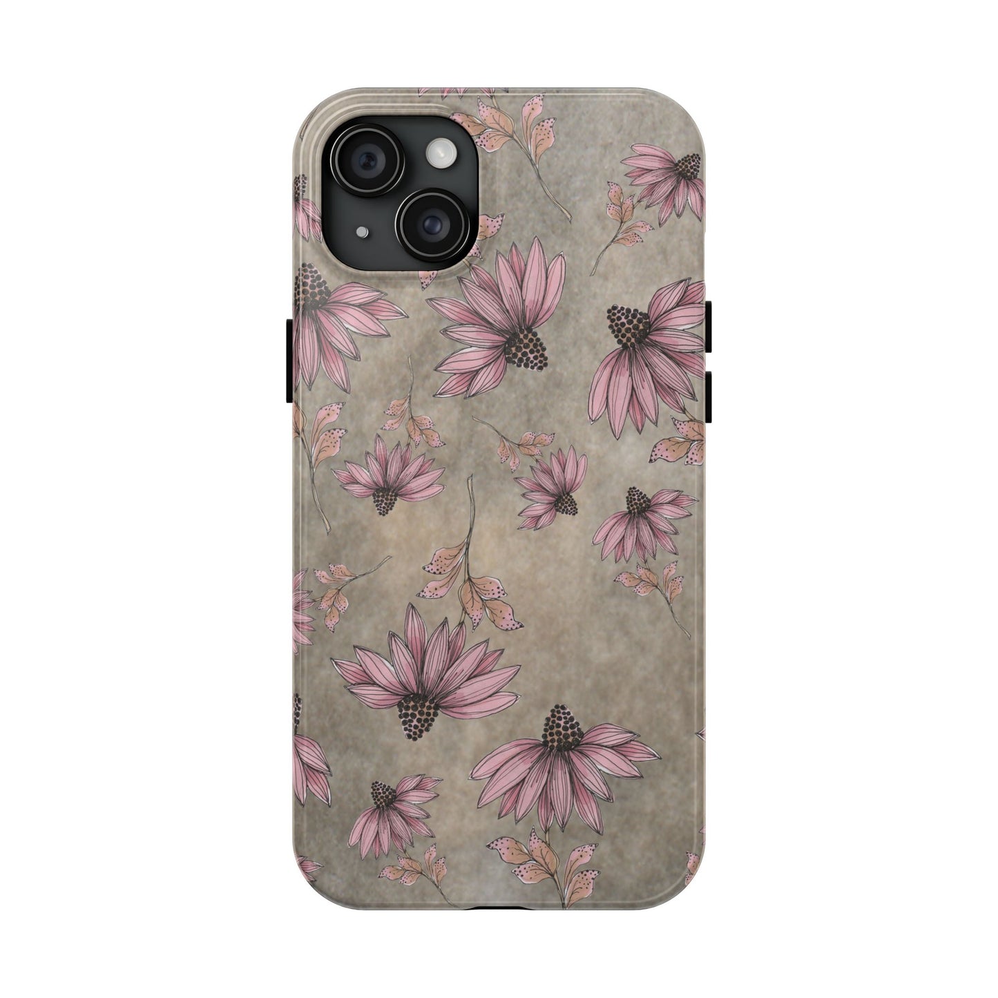 Wild Cone Flowers Taupe Marble Phone Case