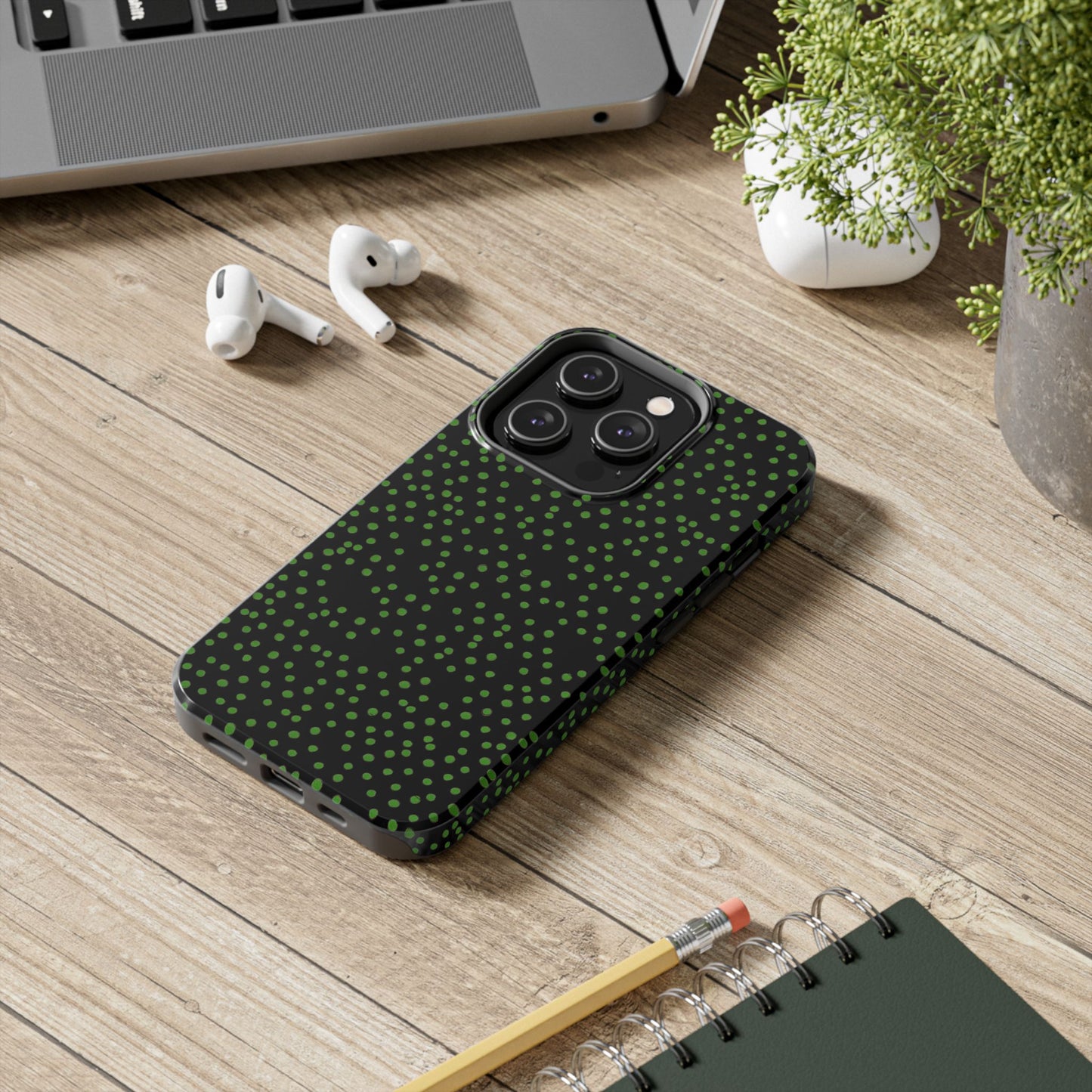 Dinky Dots Black / Green Phone Case
