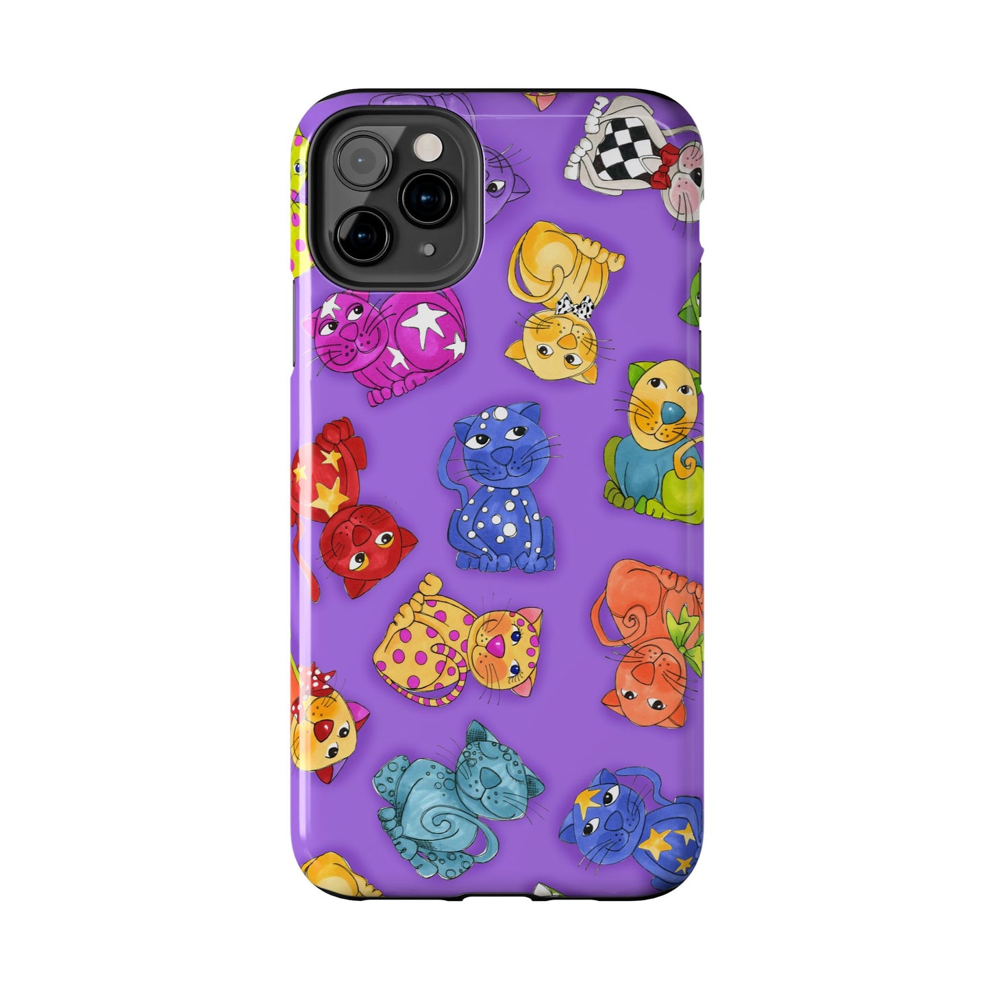 Tossed Happy Cats Purple Phone Case