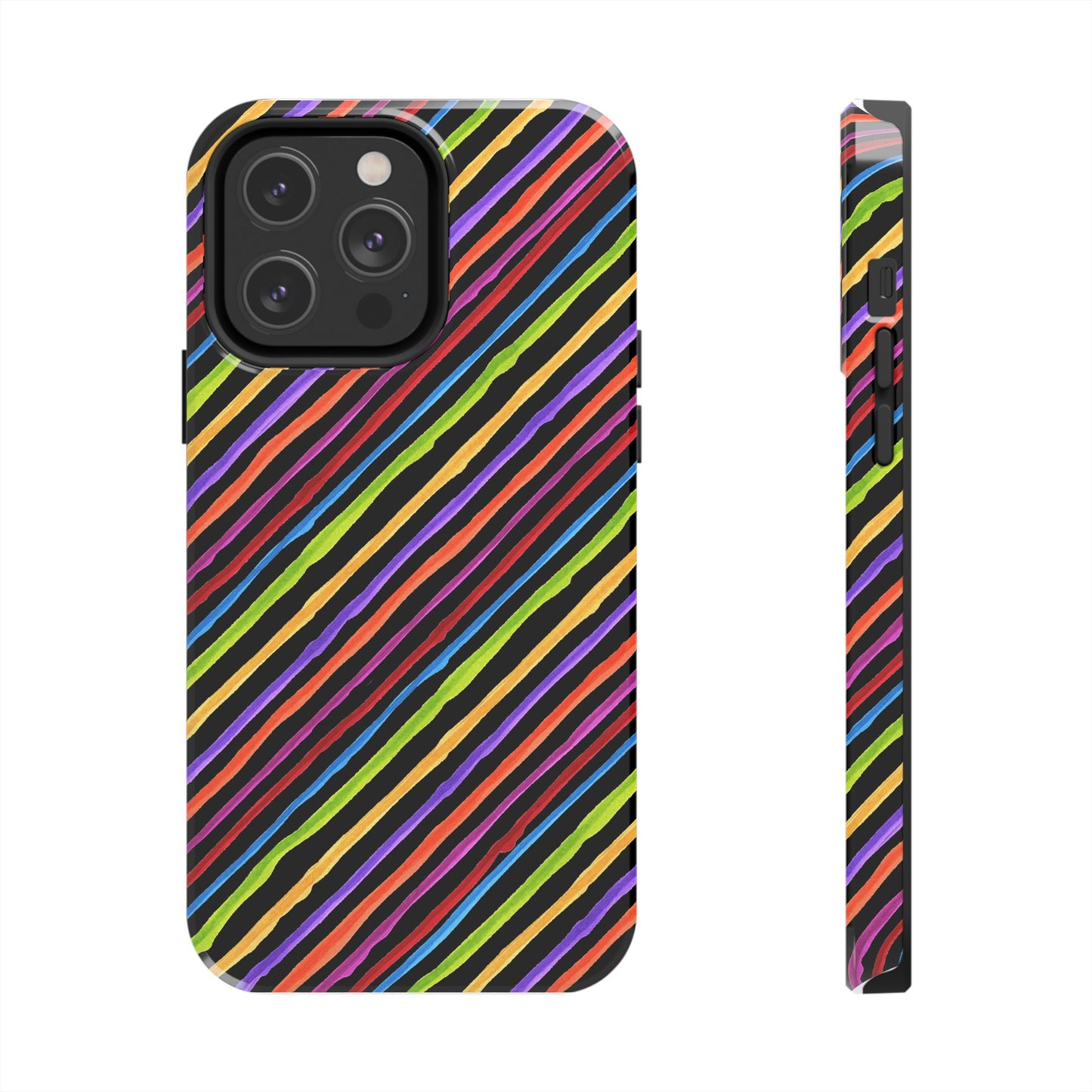 Quirky Bias Stripe Black Phone Case