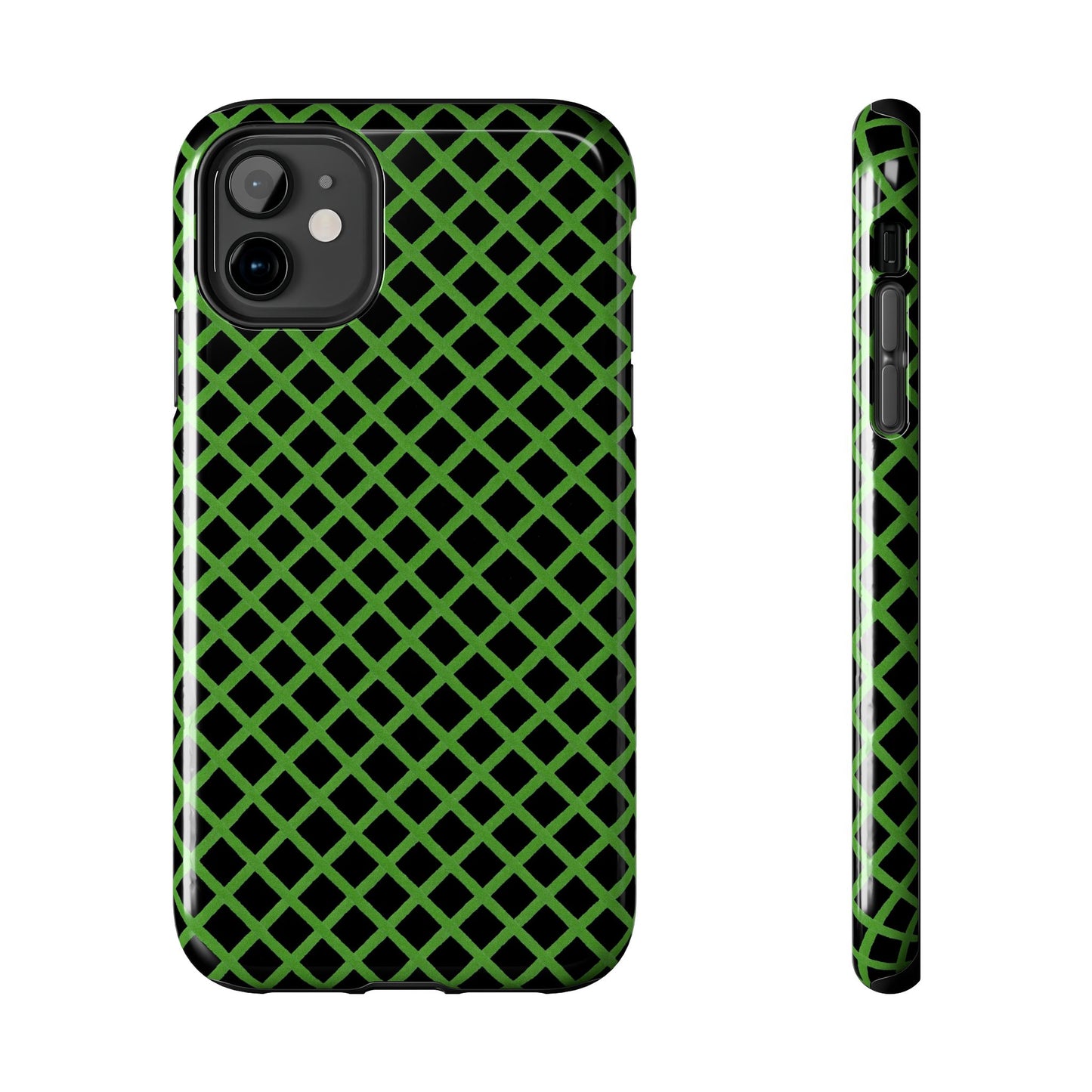 Trellis Green / Black Phone Case