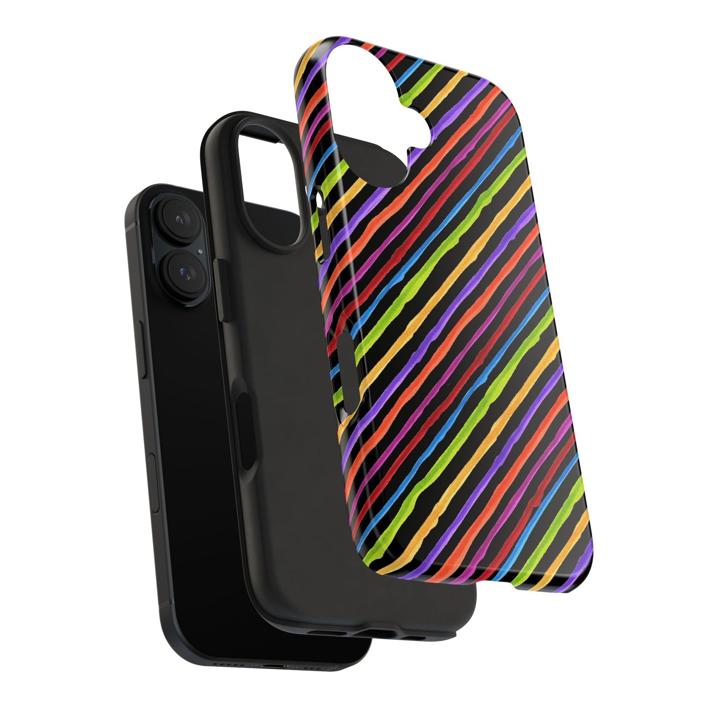 Quirky Bias Stripe Black Phone Case